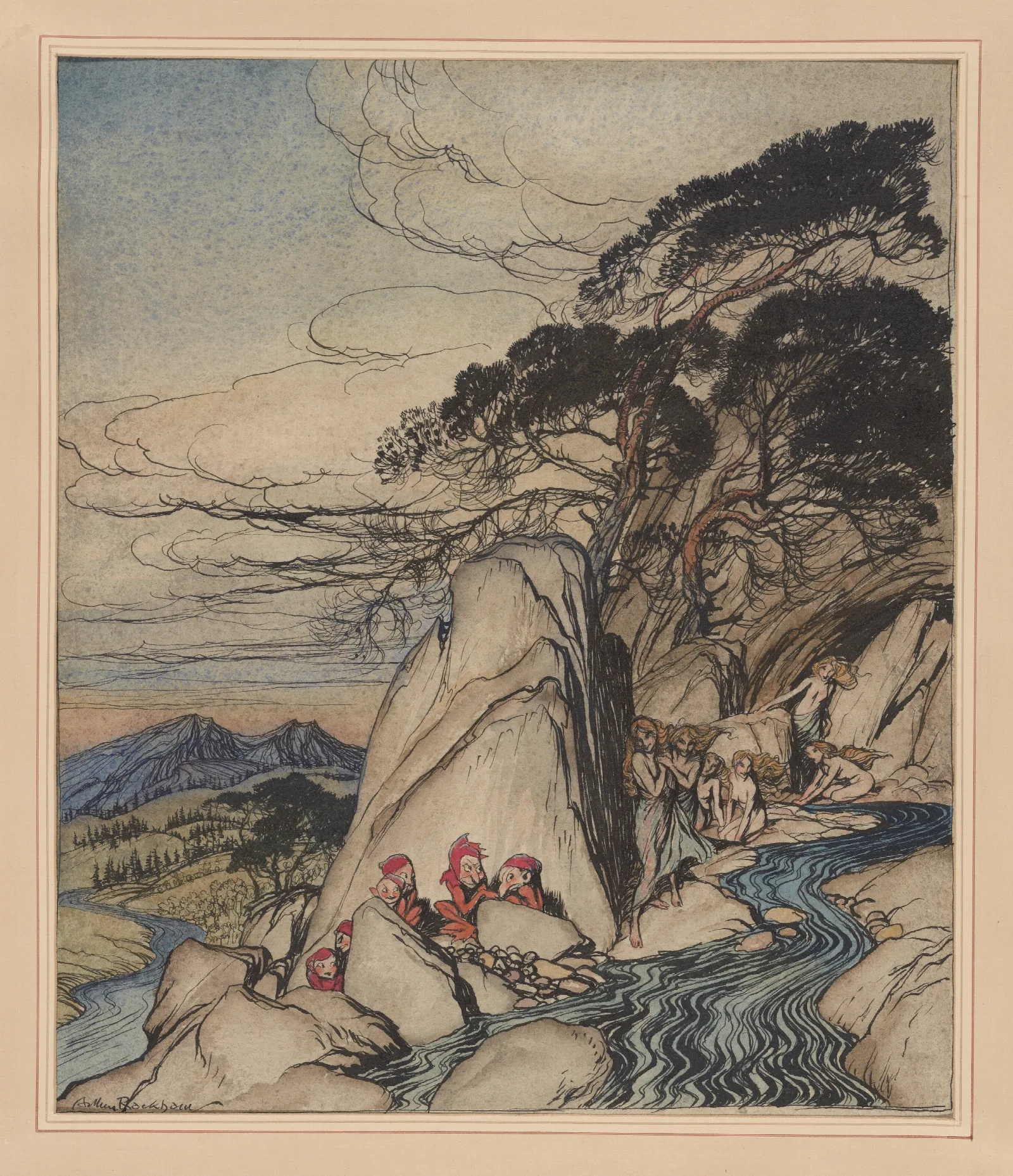 Rip Van Winkle These Fairy Mountains Wall Art by Arthur Rackham - Canvas Print