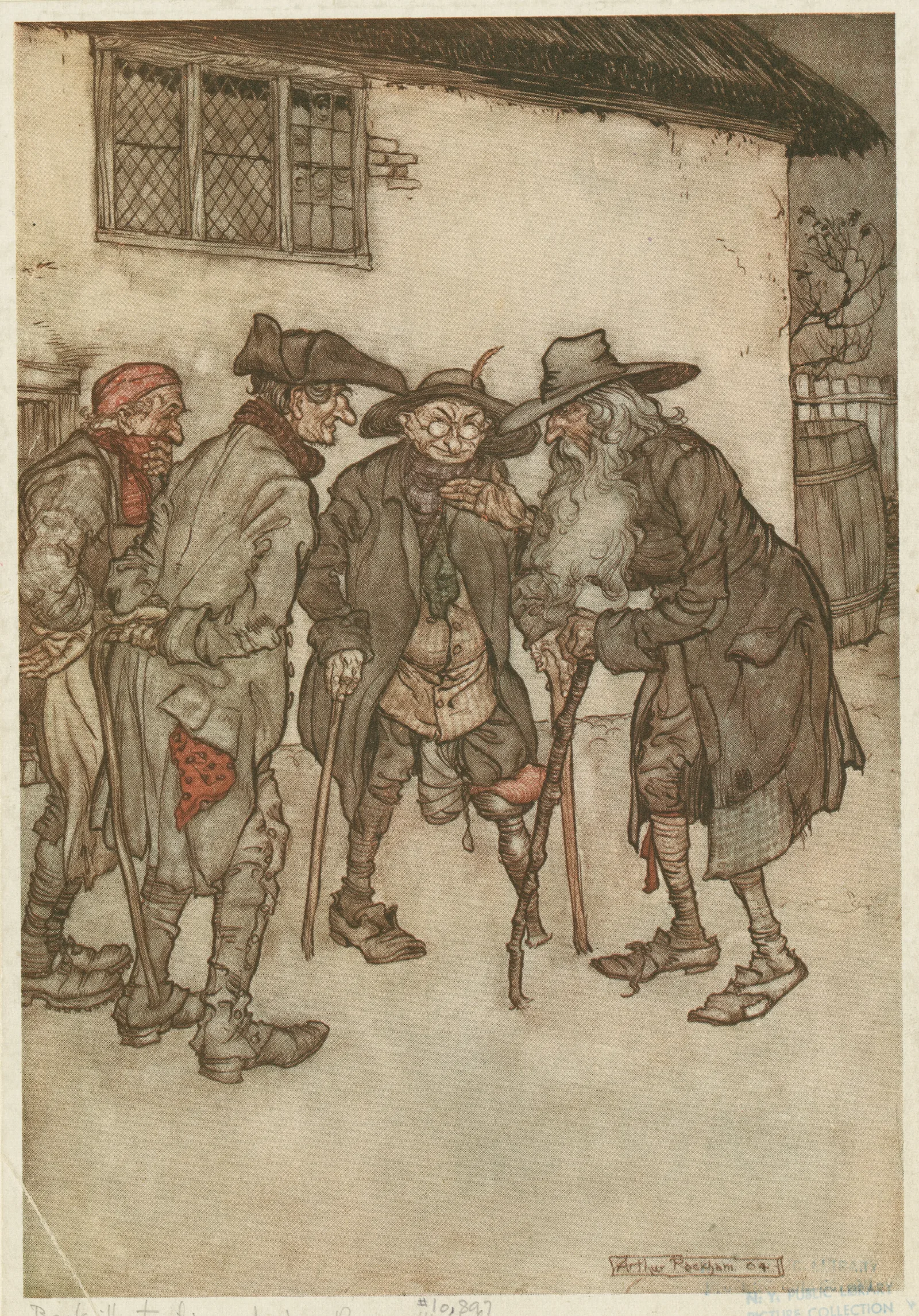 They Crowed Round Him Eyeing Him From Head To Foot With Great Curiosity Wall Art by Arthur Rackham - Canvas Print