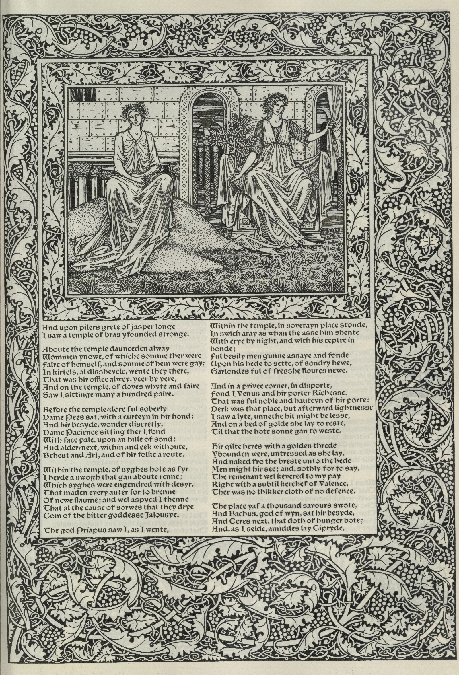 The Works Of Geoffrey Chaucer Pl 52 Wall Art by Sir Edward Coley Burne-Jones - Canvas Print
