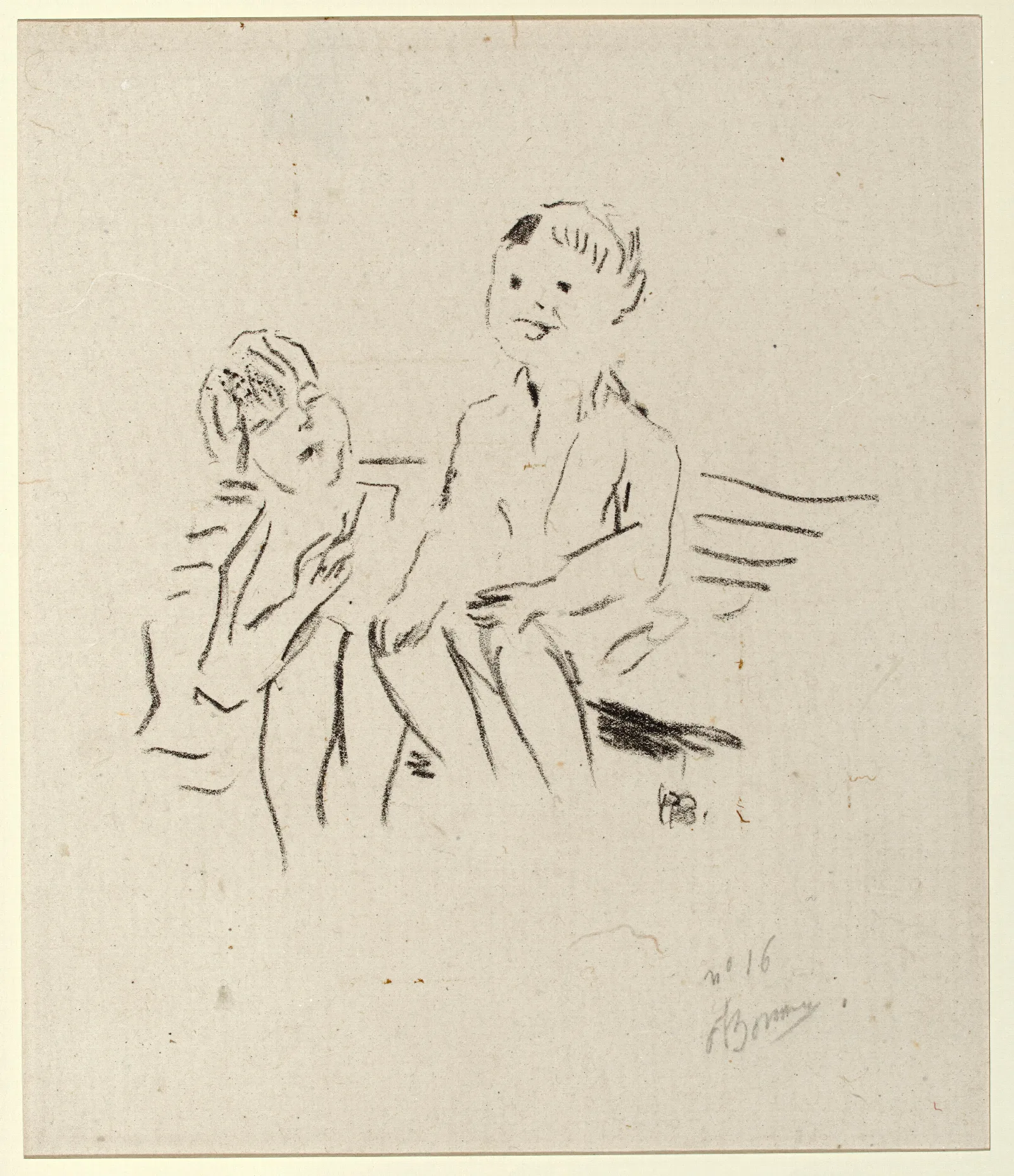 Deux Enfants Sur Un Banc Wall Art by Pierre Bonnard - Canvas Print