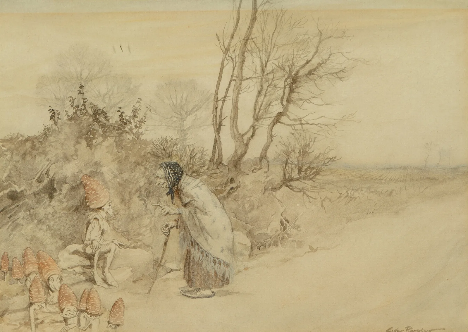 A Wayside Chat Wall Art by Arthur Rackham - Canvas Print