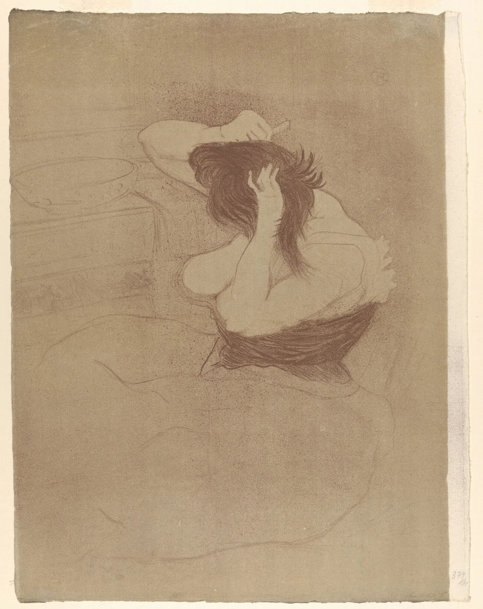 Combing Hair Wall Art by Henri de Toulouse-Lautrec - Canvas Print