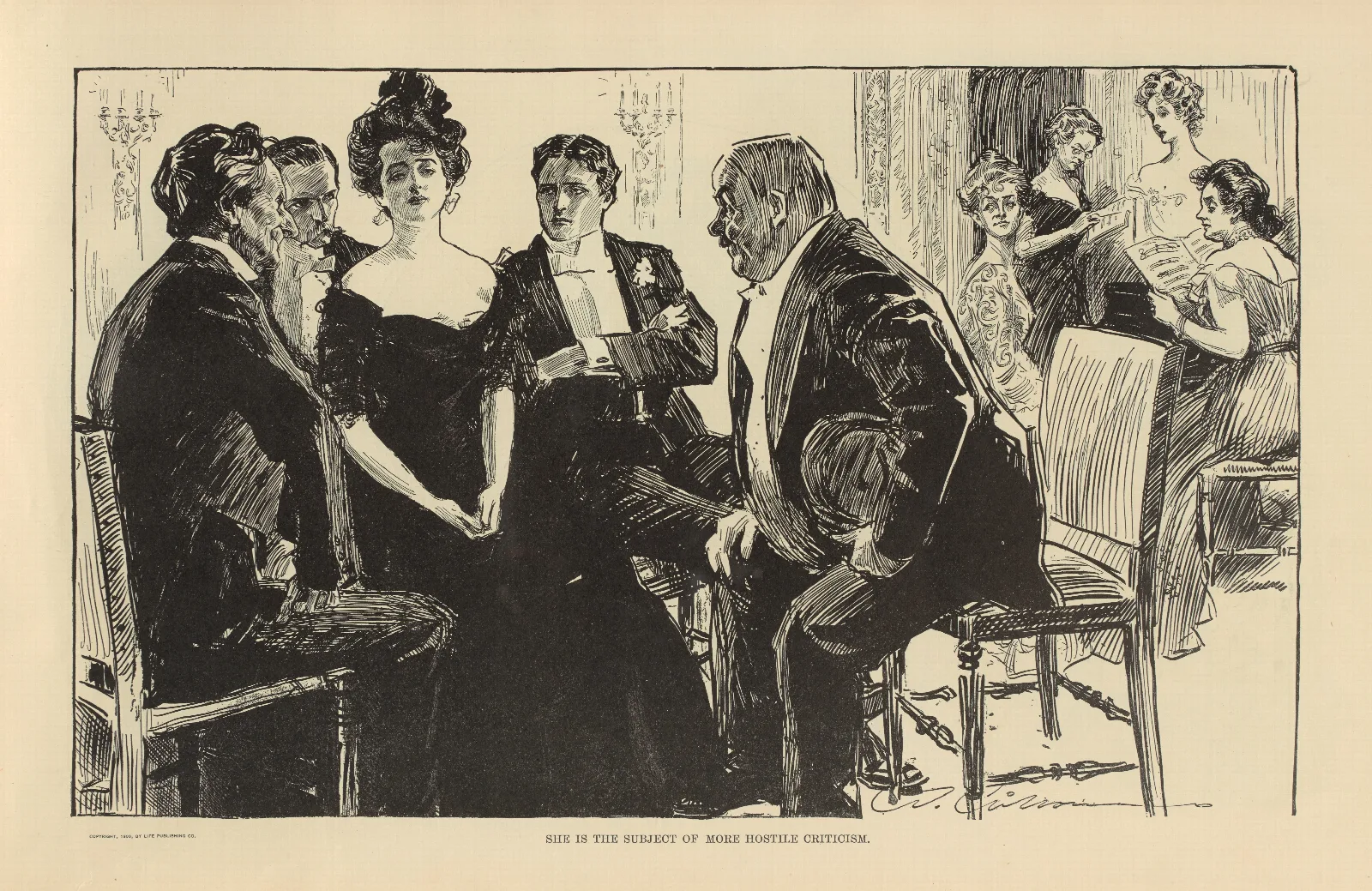 She Is The Subject Of More Hostile Criticism Wall Art by Charles Dana Gibson - Canvas Print