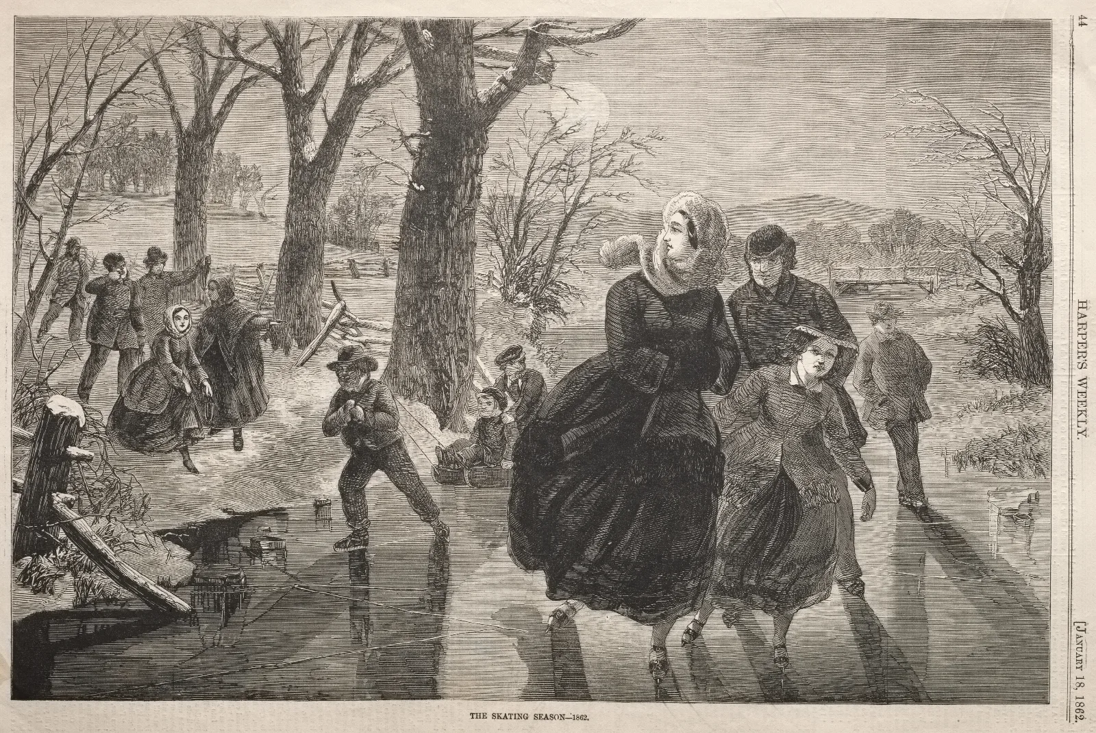 The Skating Season 1862 Wall Art by Winslow Homer - Canvas Print