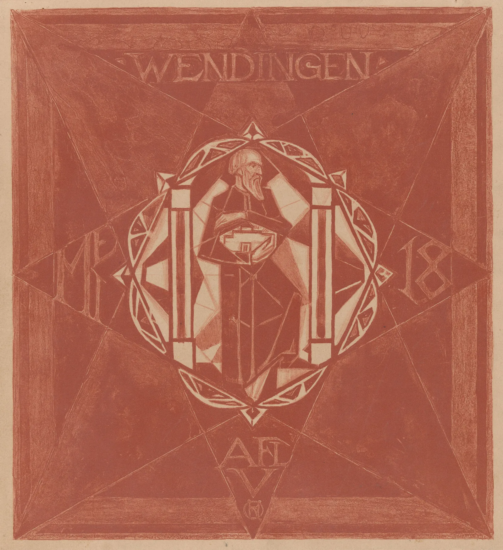 Omslagontwerp Voor Wendingen 1918 Wall Art by Richard Nicolaüs Roland Holst - Canvas Print