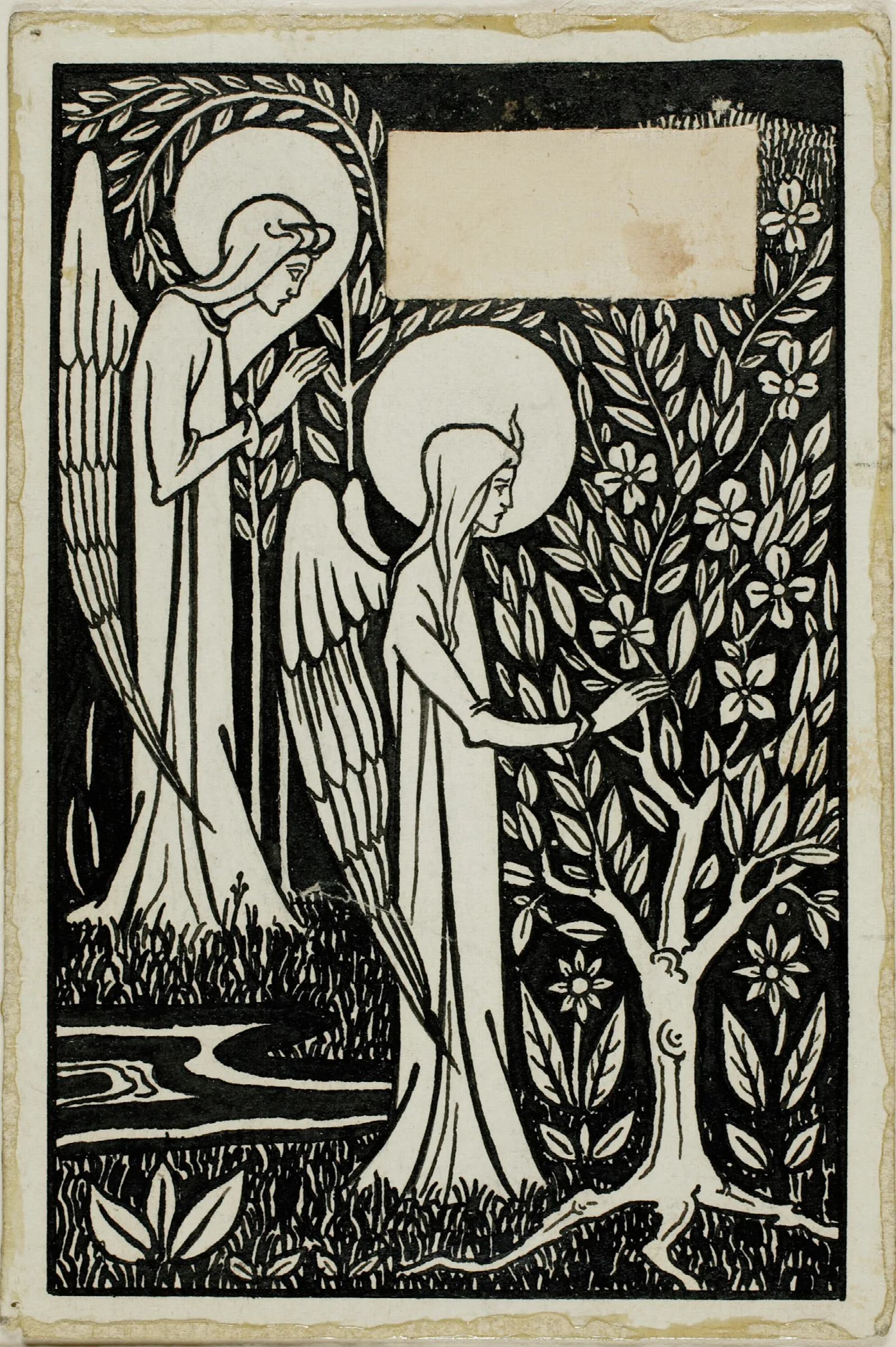 Decorative Study Two Angels Wall Art by Aubrey Vincent Beardsley - Canvas Print