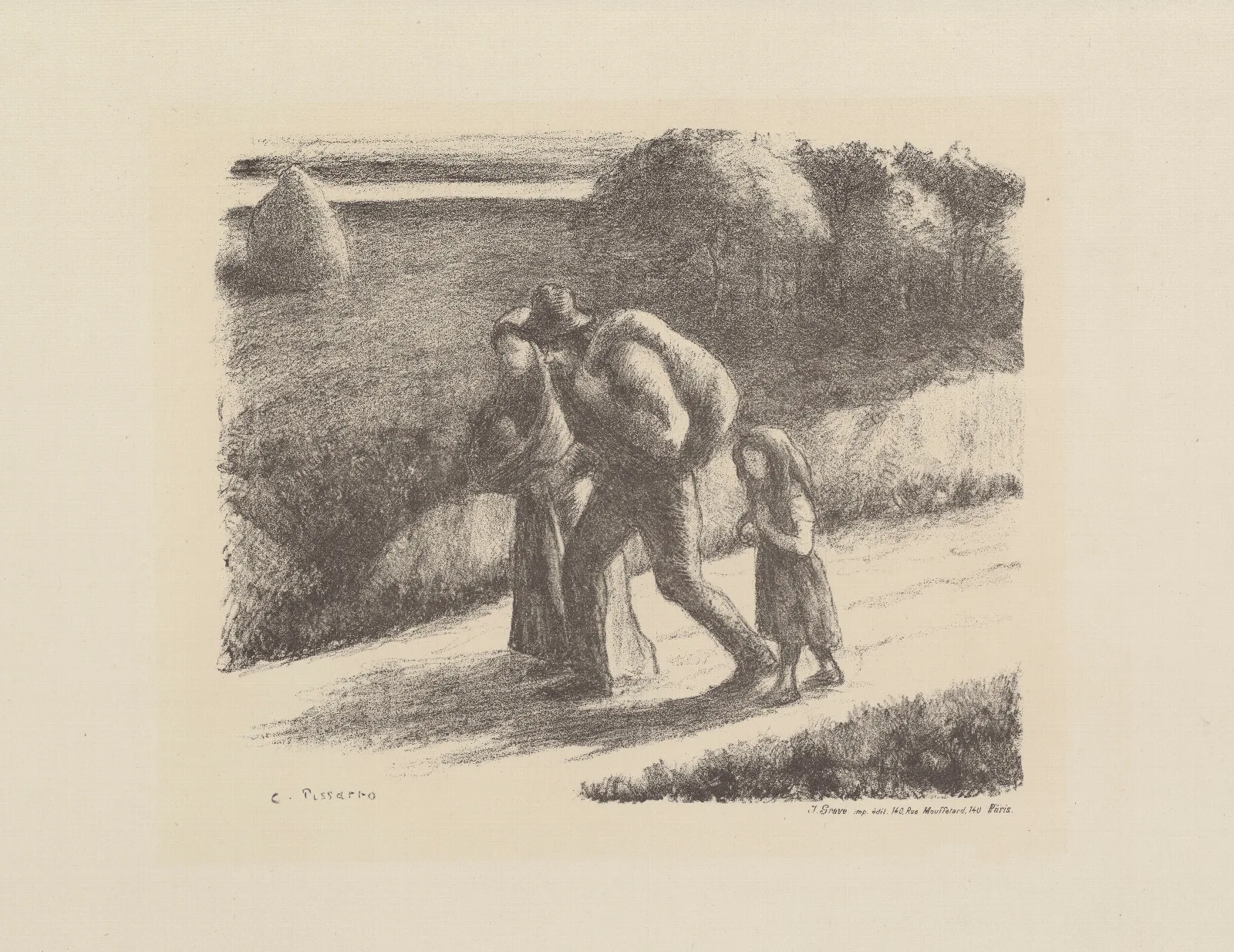 Les Trimardeurs Wall Art by Camille Pissarro - Canvas Print
