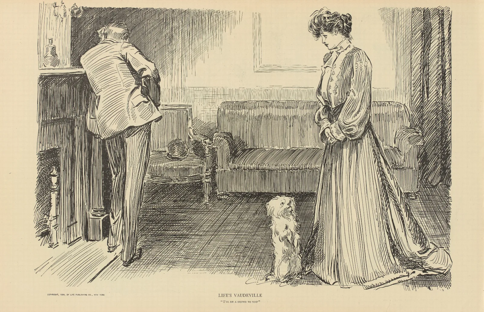 Lifes Vaudeville Ill Be A Sister To You Wall Art by Charles Dana Gibson - Canvas Print
