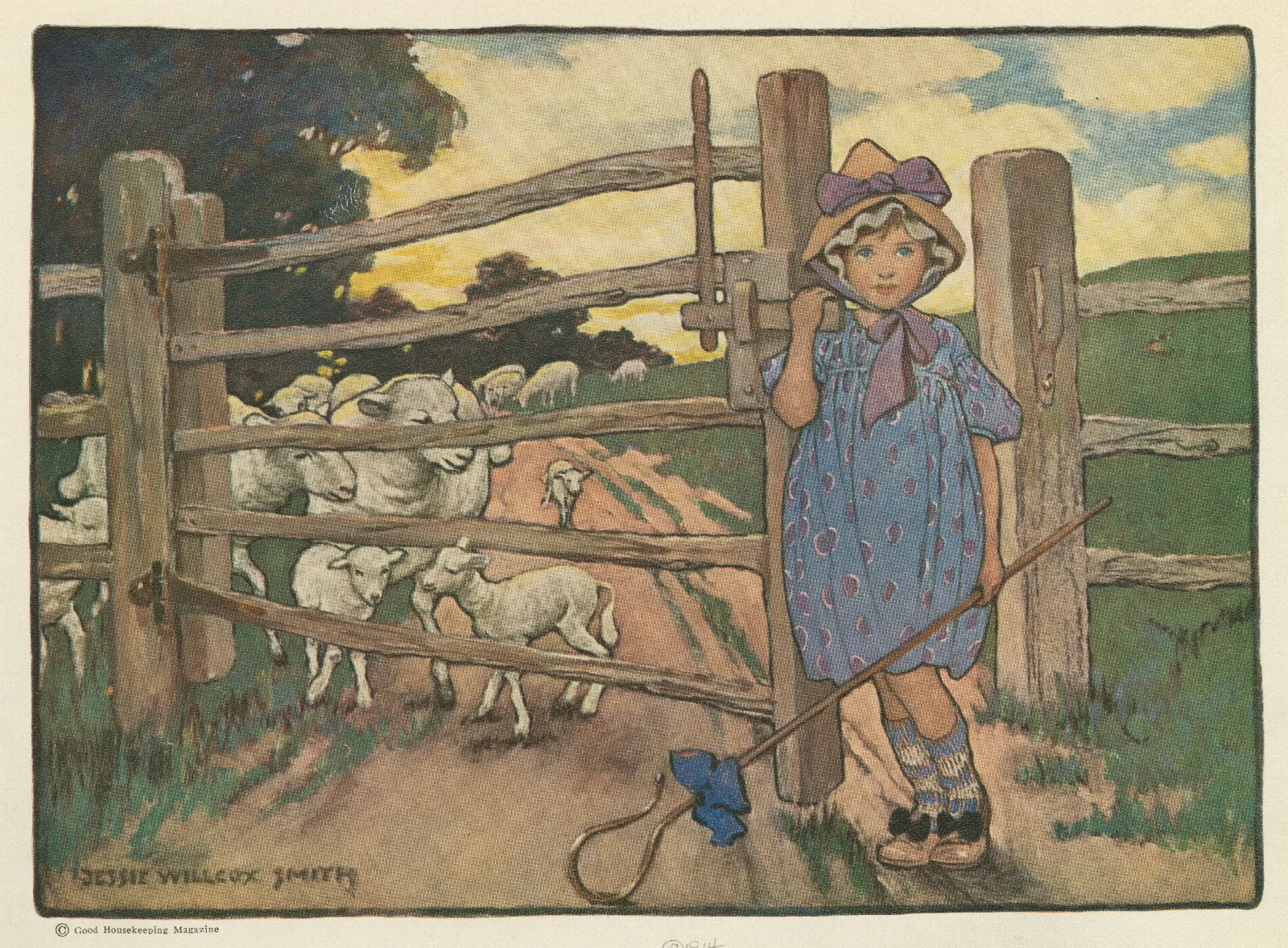 Little Bo Peep Has Lost Her Sheep And Cant Tell Where To Find Them Wall Art by Jessie Willcox Smith - Canvas Print