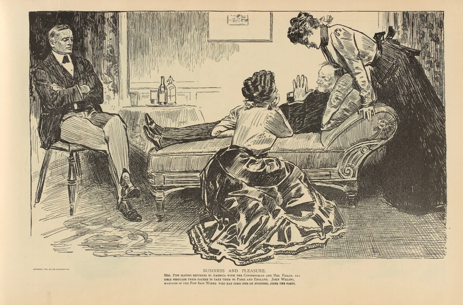 Business And Pleasure Wall Art by Charles Dana Gibson - Canvas Print