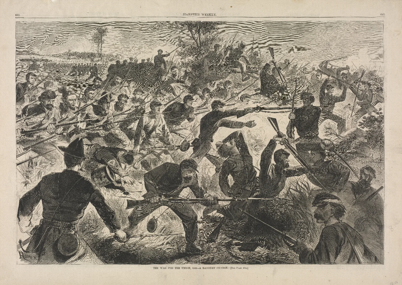 The War For The Union 1862 A Bayonet Charge Wall Art by Winslow Homer - Canvas Print