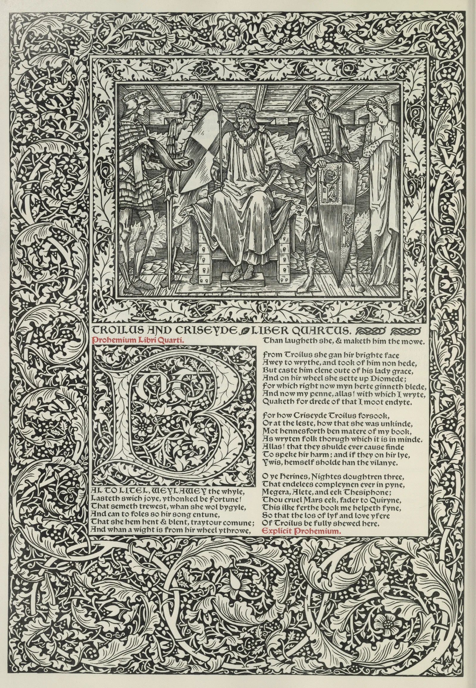 The Works Of Geoffrey Chaucer Pl 84 Wall Art by Sir Edward Coley Burne-Jones - Canvas Print