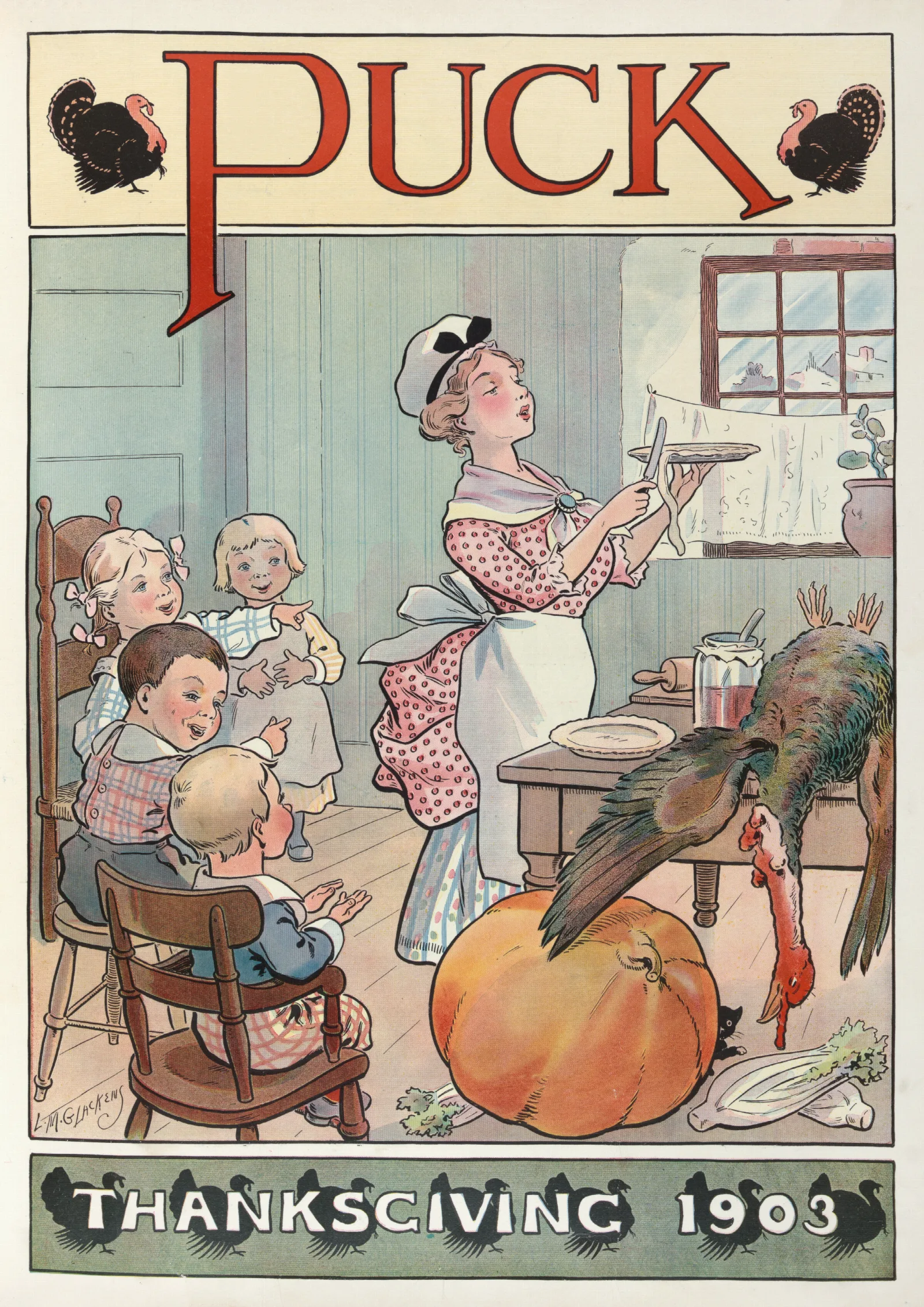 Puck Thanksgiving 1903 Wall Art by Louis Glackens - Canvas Print