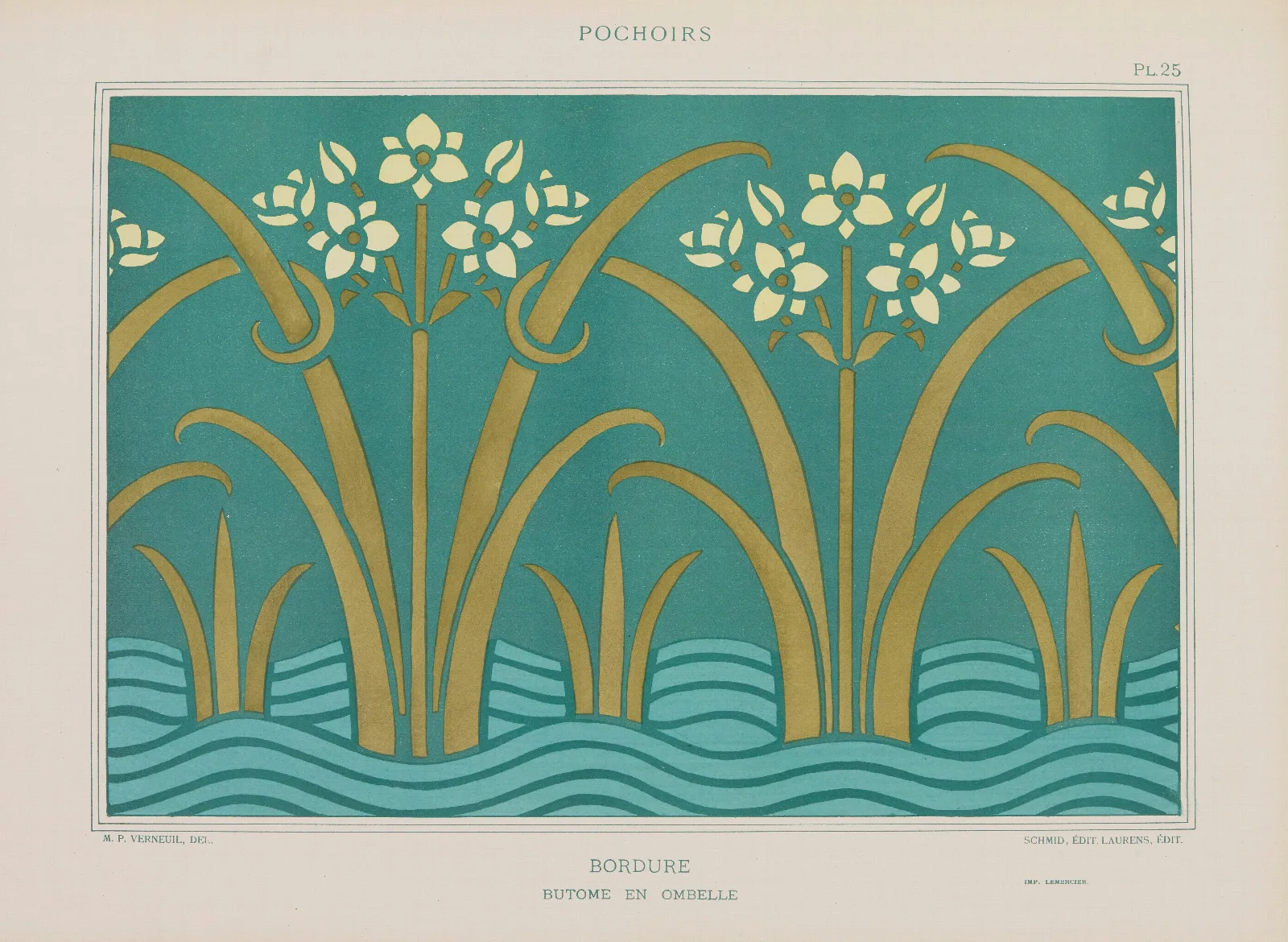 Bordure Butome En Ombelle Wall Art by Maurice Pillard Verneuil - Canvas Print
