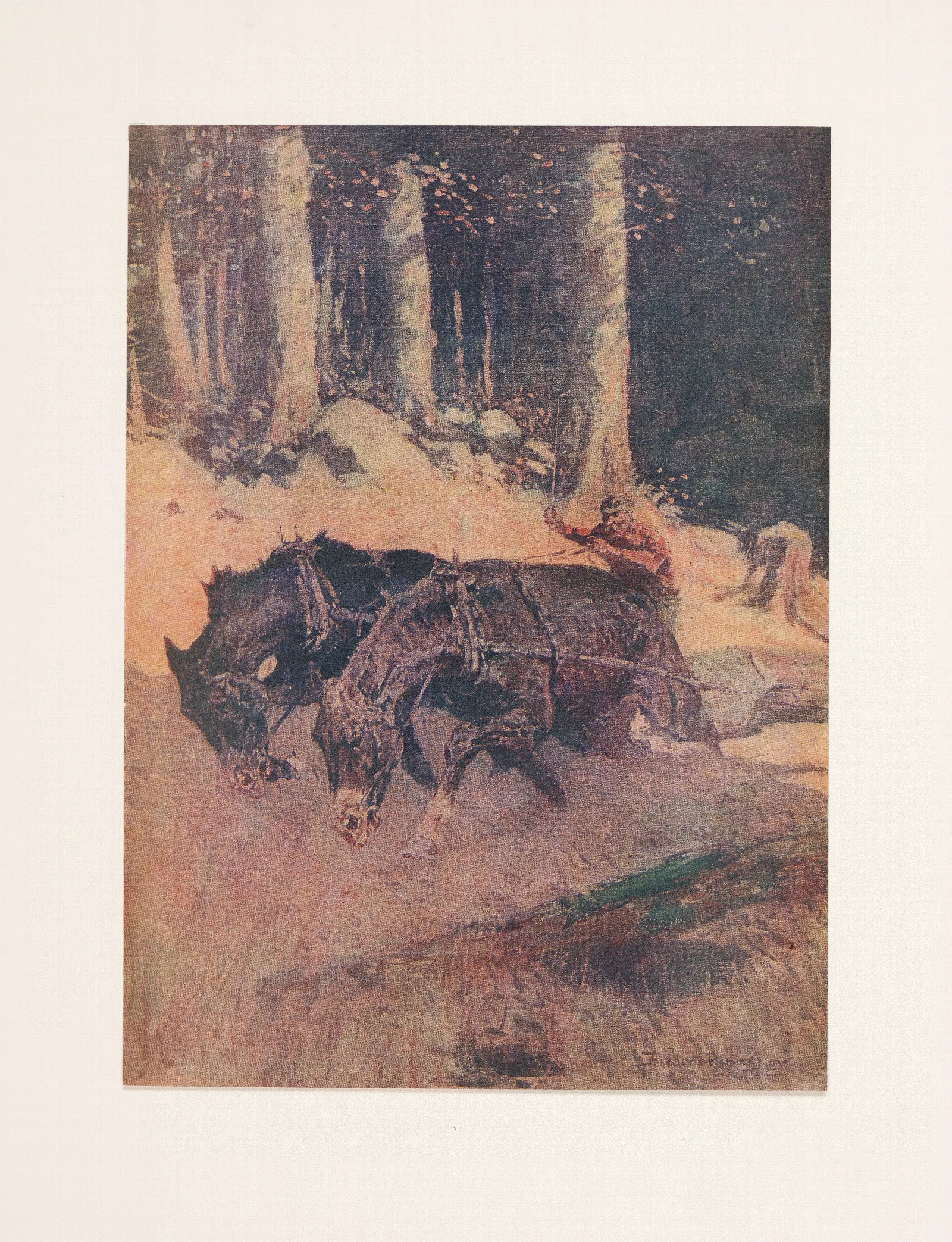 Snaking Logs To The Skidway Wall Art by Frederic Remington - Canvas Print