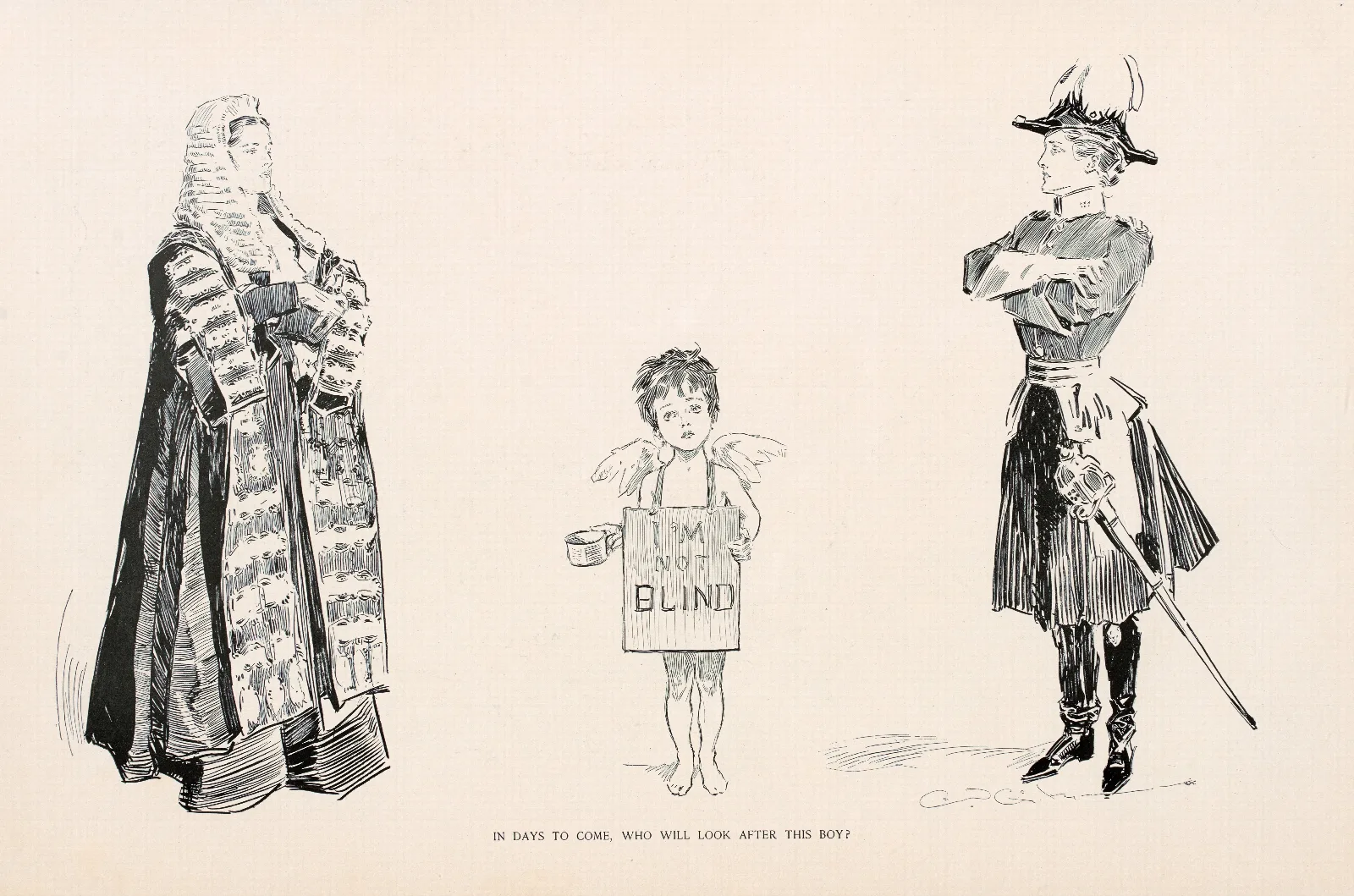 In Days To Come Who Will Look After This Boy Wall Art by Charles Dana Gibson - Canvas Print