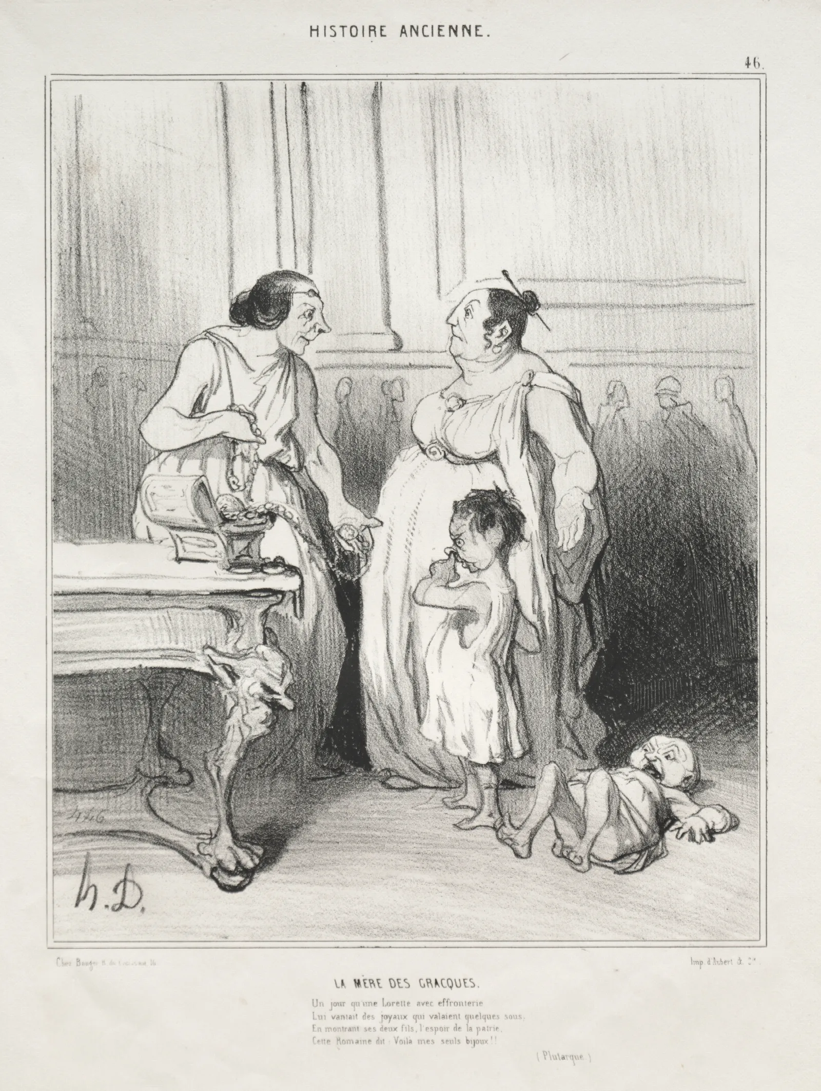 The Mother Of The Gracchi 2 Wall Art by Honoré Daumier - Canvas Print