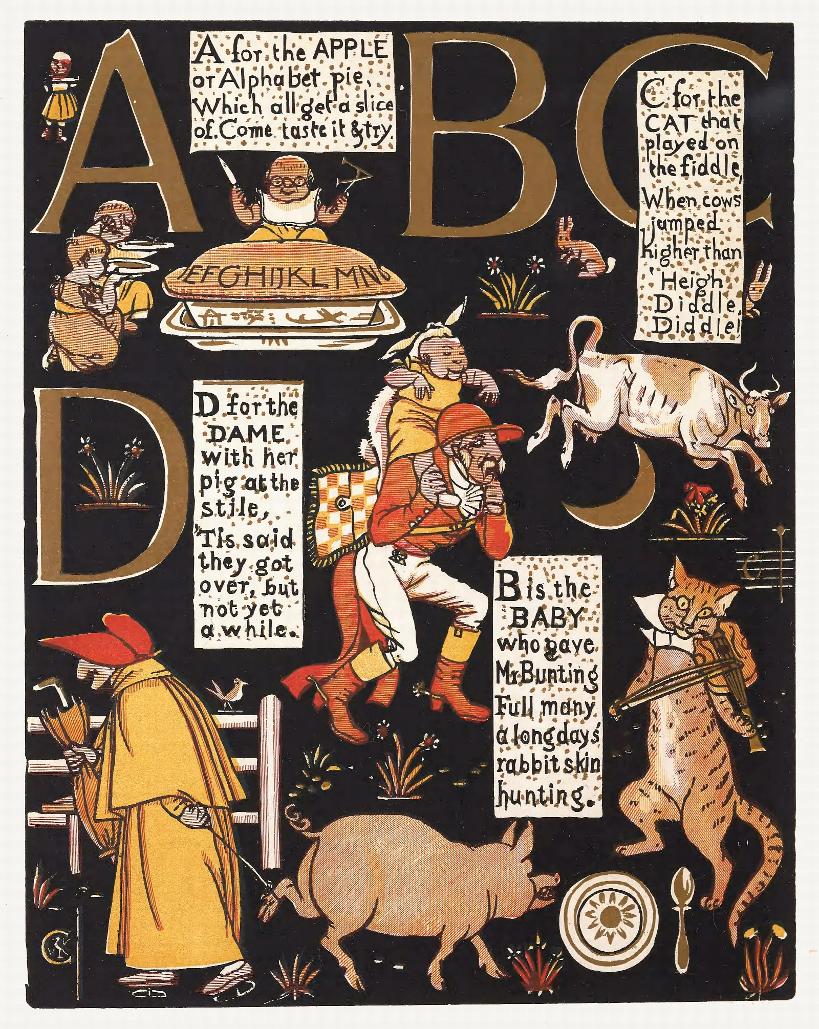 The Absurd A B C Pl 1 Wall Art by Walter Crane - Canvas Print