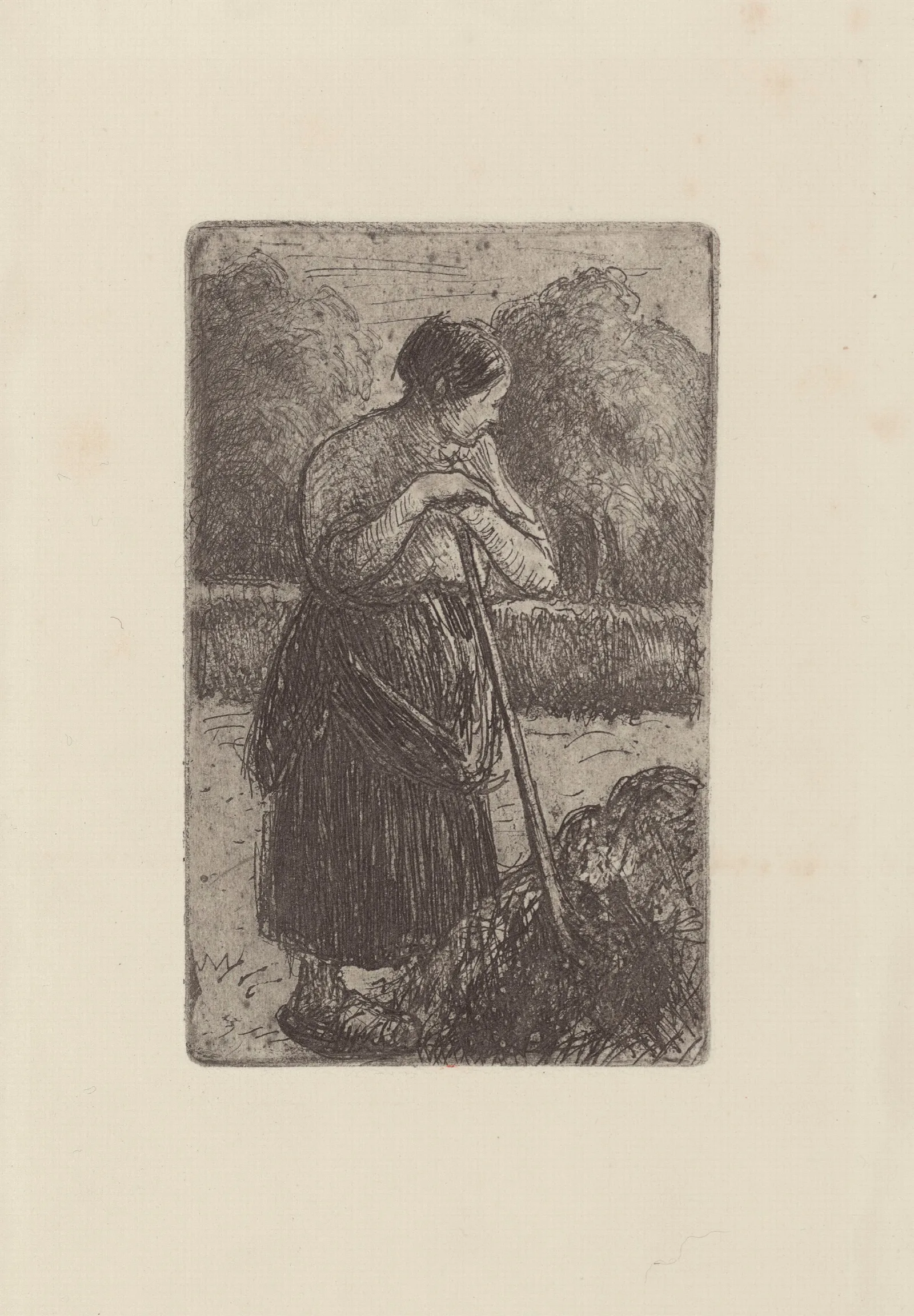 Paysanne A La Fourche 3 Wall Art by Camille Pissarro - Canvas Print