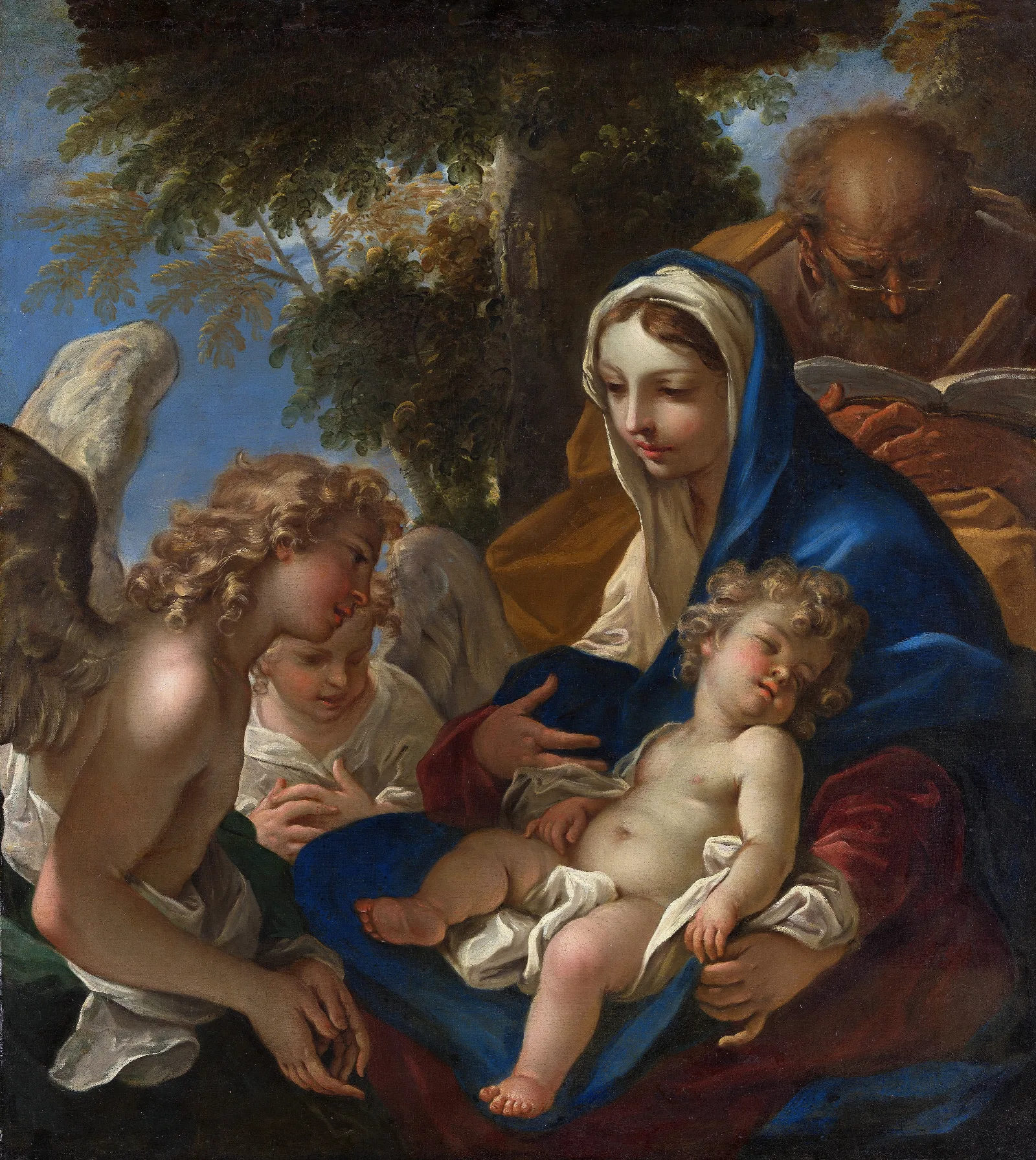 The Holy Family With Angels 2 Wall Art by Sebastiano Ricci - Canvas Print