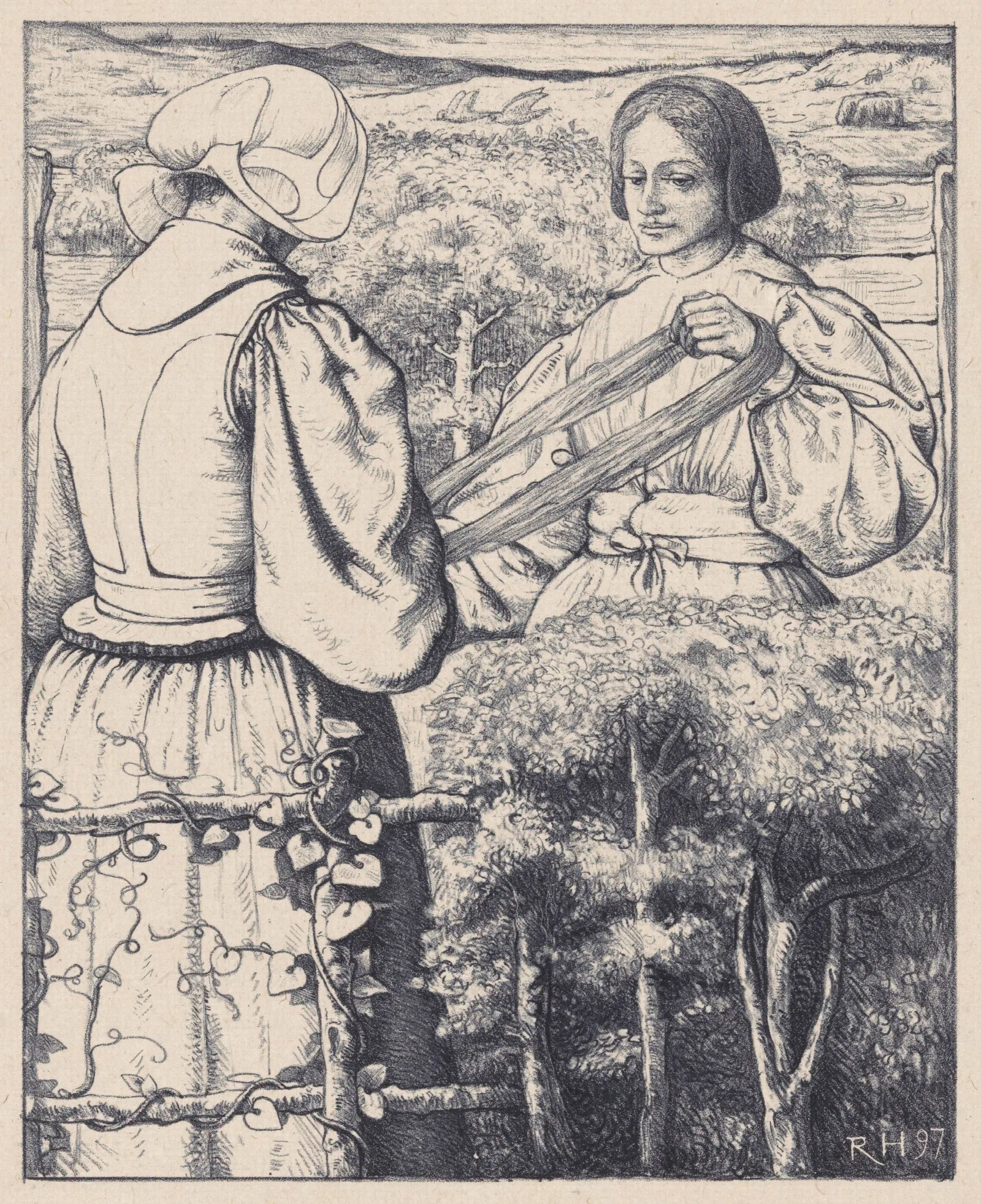 Huizer Meisjes Die Garen Winden Wall Art by Richard Nicolaüs Roland Holst - Canvas Print