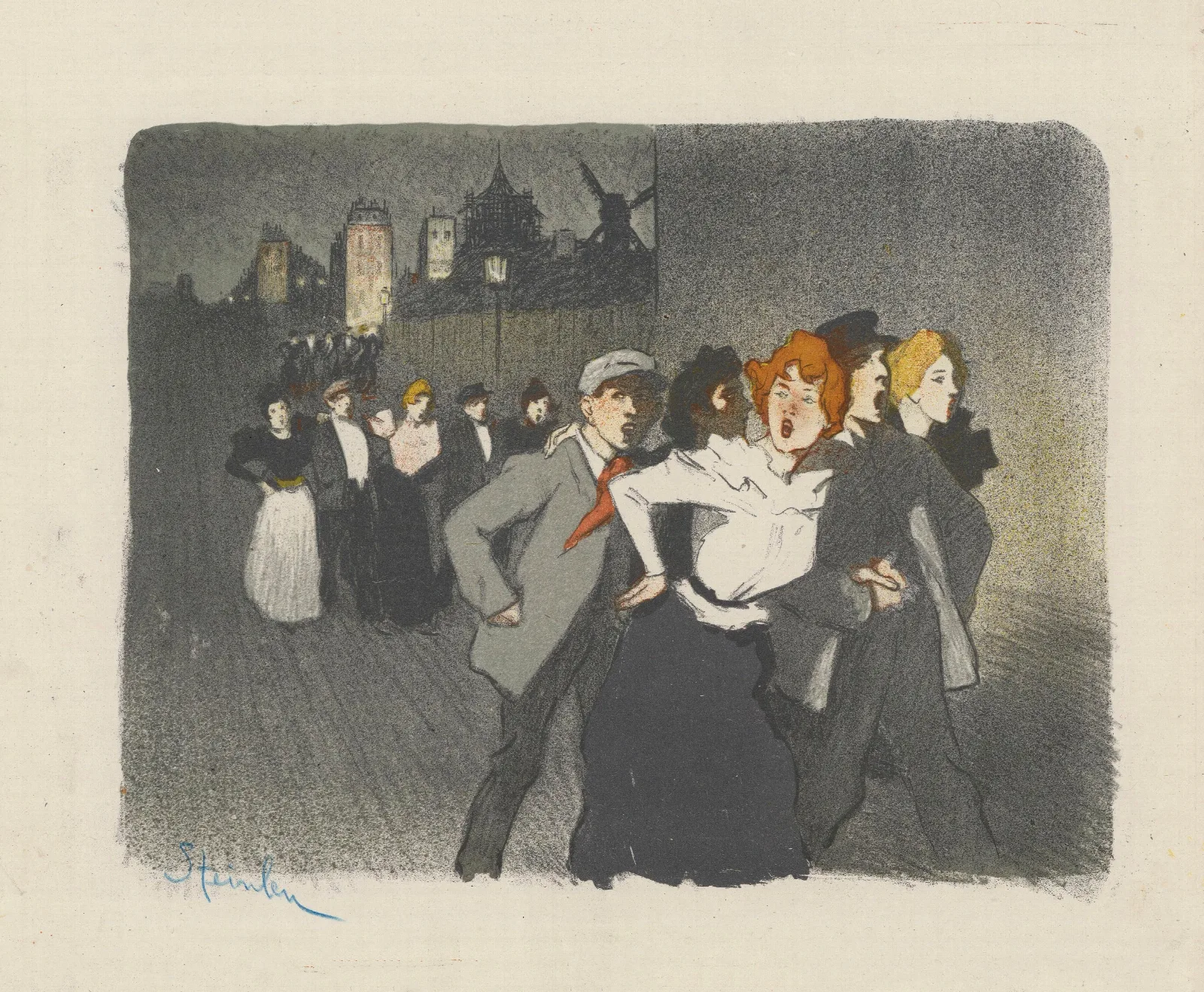 Dans La Rue Gigolots Et Gigolettes Wall Art by Théophile Alexandre Steinlen - Canvas Print