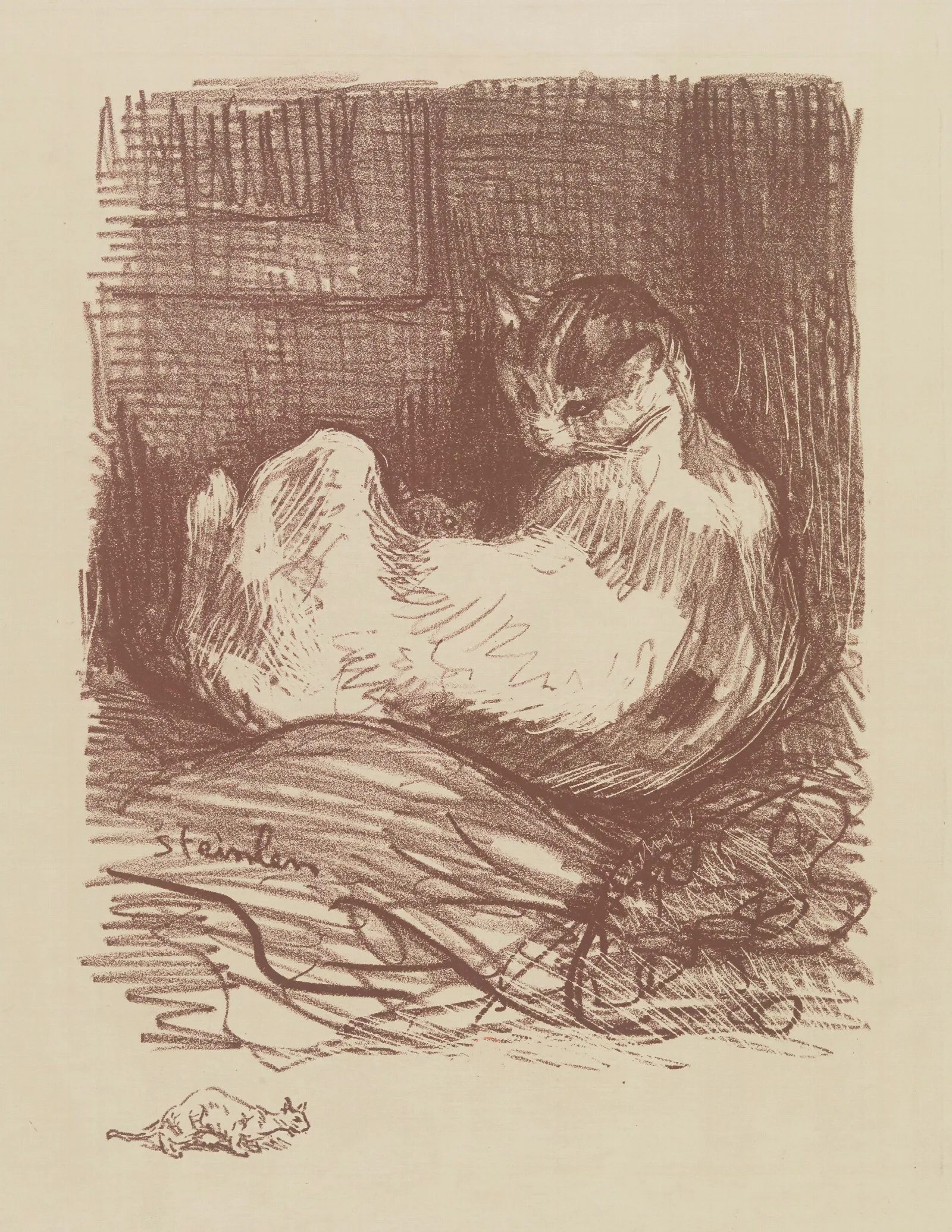 Mere Chatte Wall Art by Théophile Alexandre Steinlen - Canvas Print