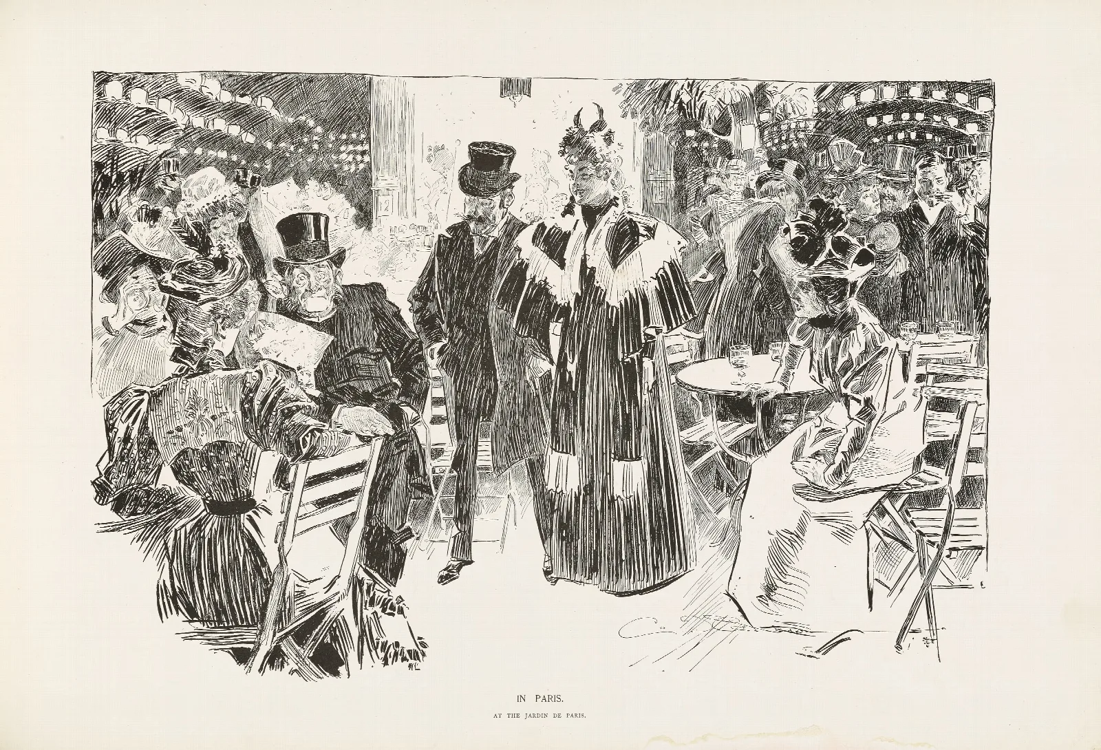 In Paris At The Jardin De Paris Wall Art by Charles Dana Gibson - Canvas Print