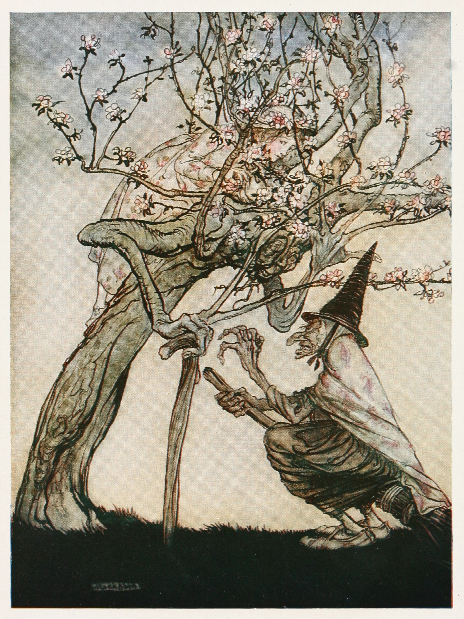 Tree Of Mine O Tree Of Mine Have You Seen My Naughty Little Maid Wall Art by Arthur Rackham - Canvas Print