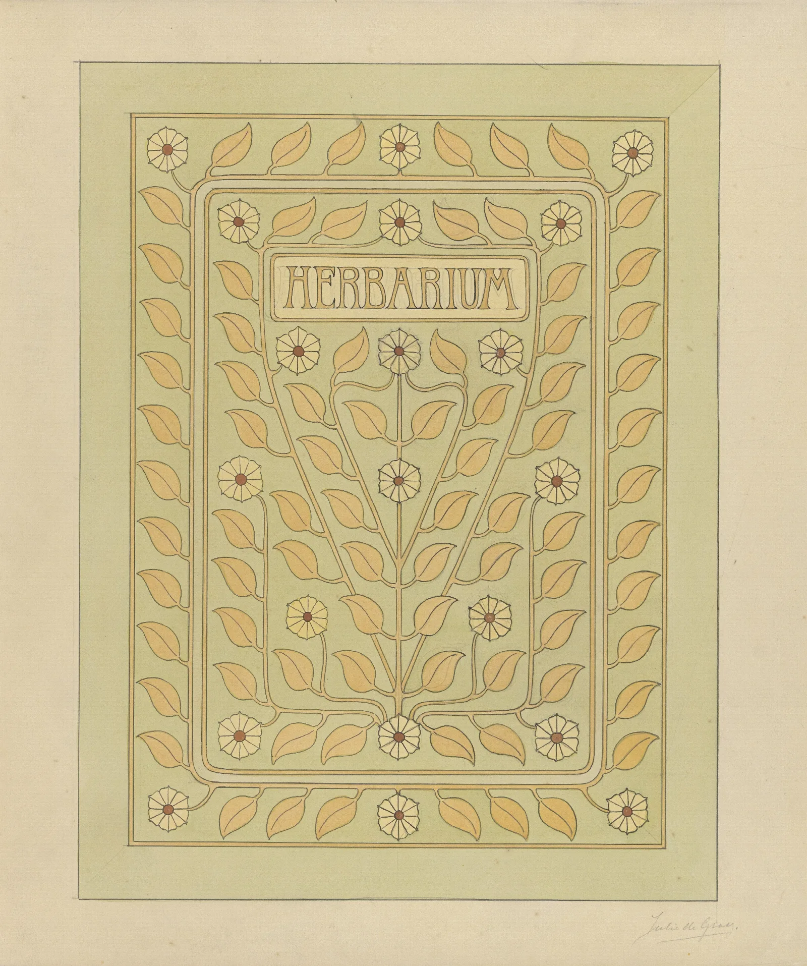 Design For A Cover For A Herbarium Wall Art by Julie de Graag - Canvas Print