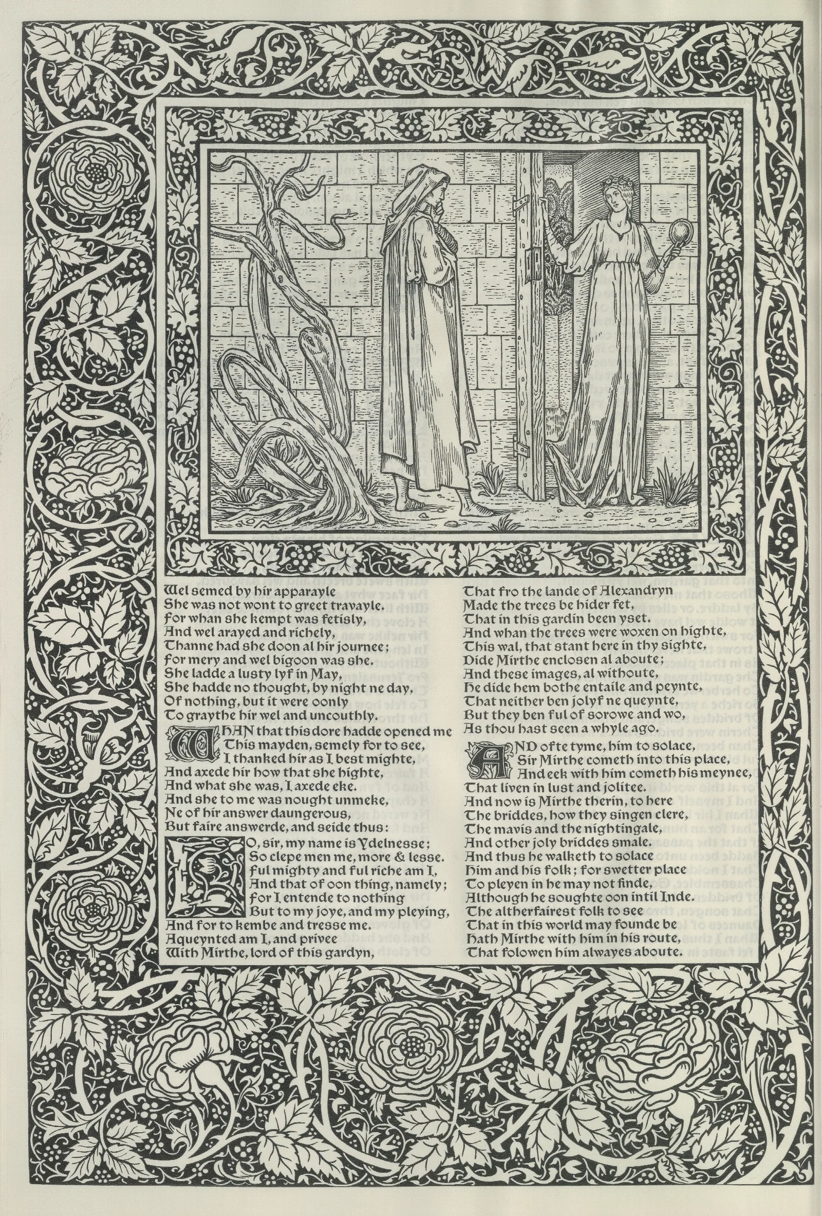 The Works Of Geoffrey Chaucer Pl 36 Wall Art by Sir Edward Coley Burne-Jones - Canvas Print