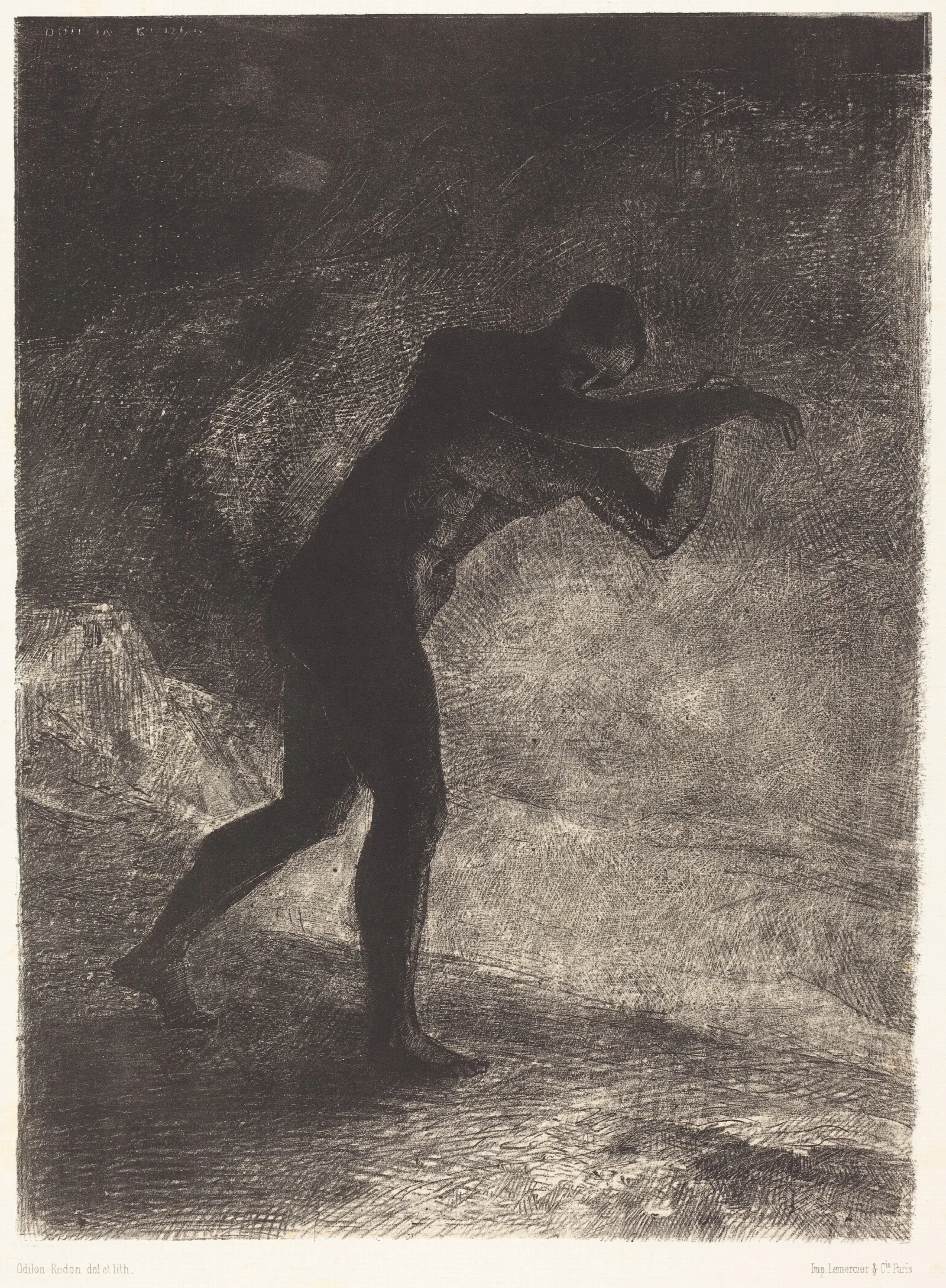 Et Lhomme Parut Interrogeant Le Sol Dou Il Sort Et Qui Lattire Il Se Fraya La Voie Vers 2 Wall Art by Odilon Redon - Canvas Print