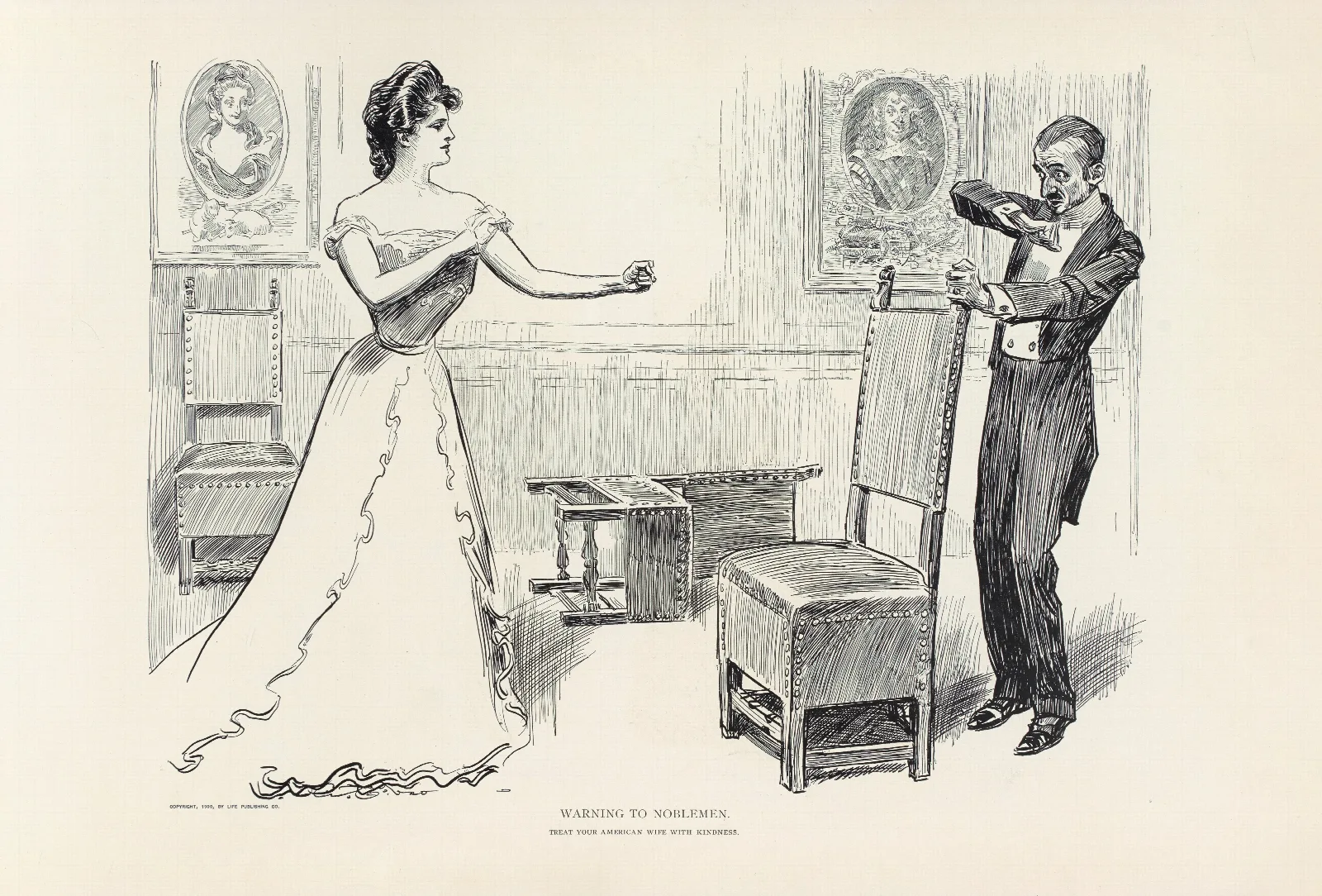 Warning To Noblemen Wall Art by Charles Dana Gibson - Canvas Print