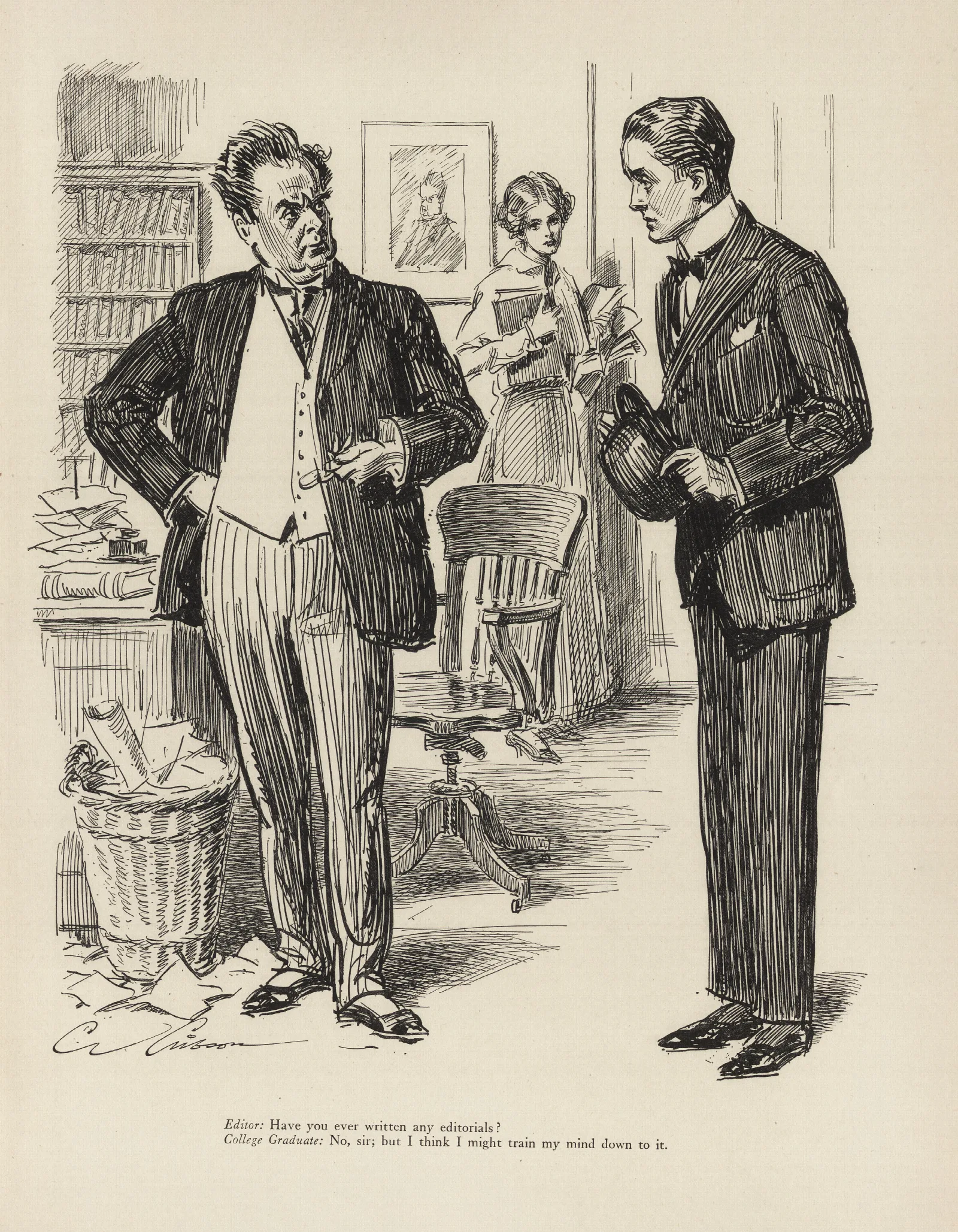 Editor Have You Ever Written Any Editorials Wall Art by Charles Dana Gibson - Canvas Print