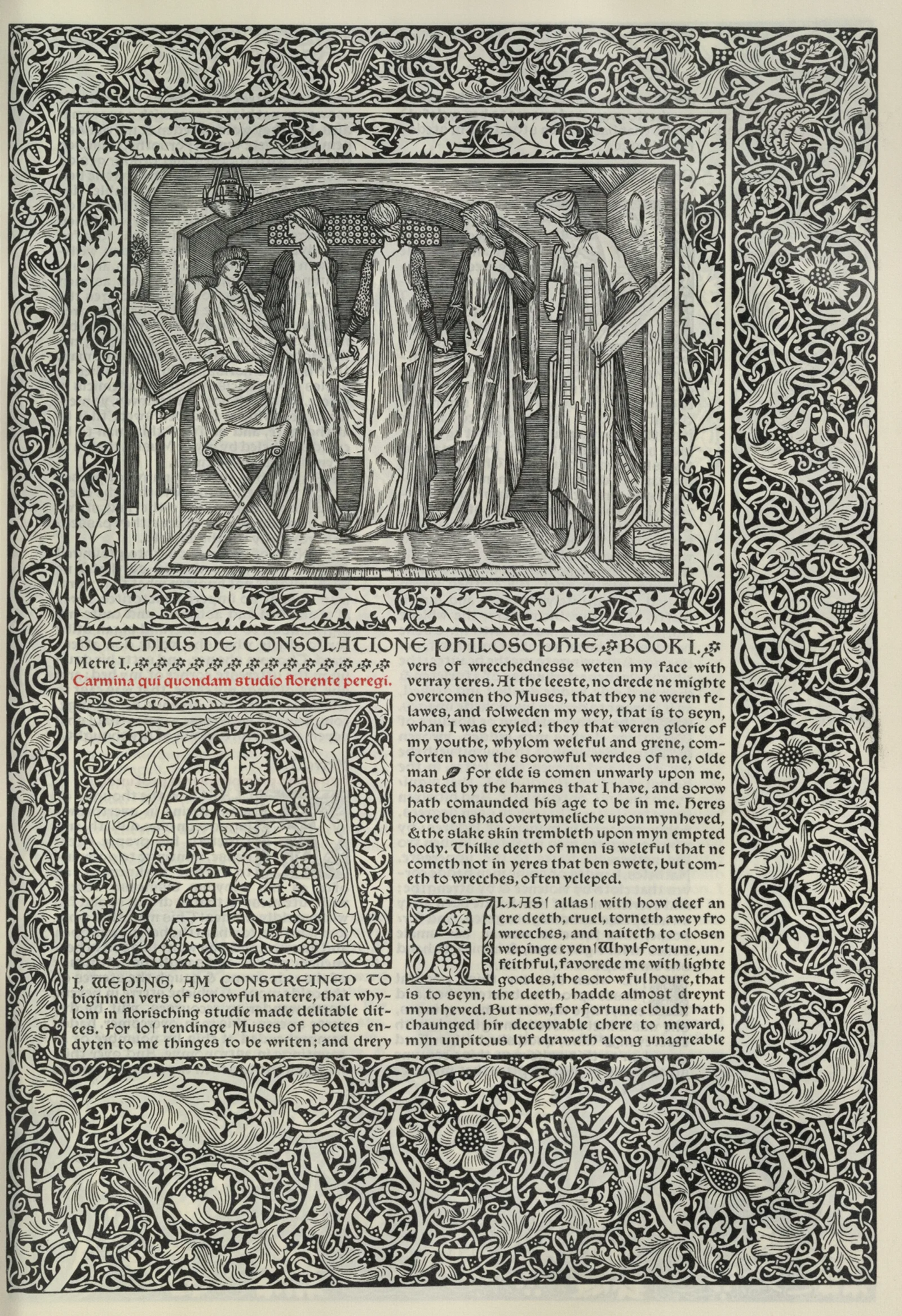 The Works Of Geoffrey Chaucer Pl 55 Wall Art by Sir Edward Coley Burne-Jones - Canvas Print
