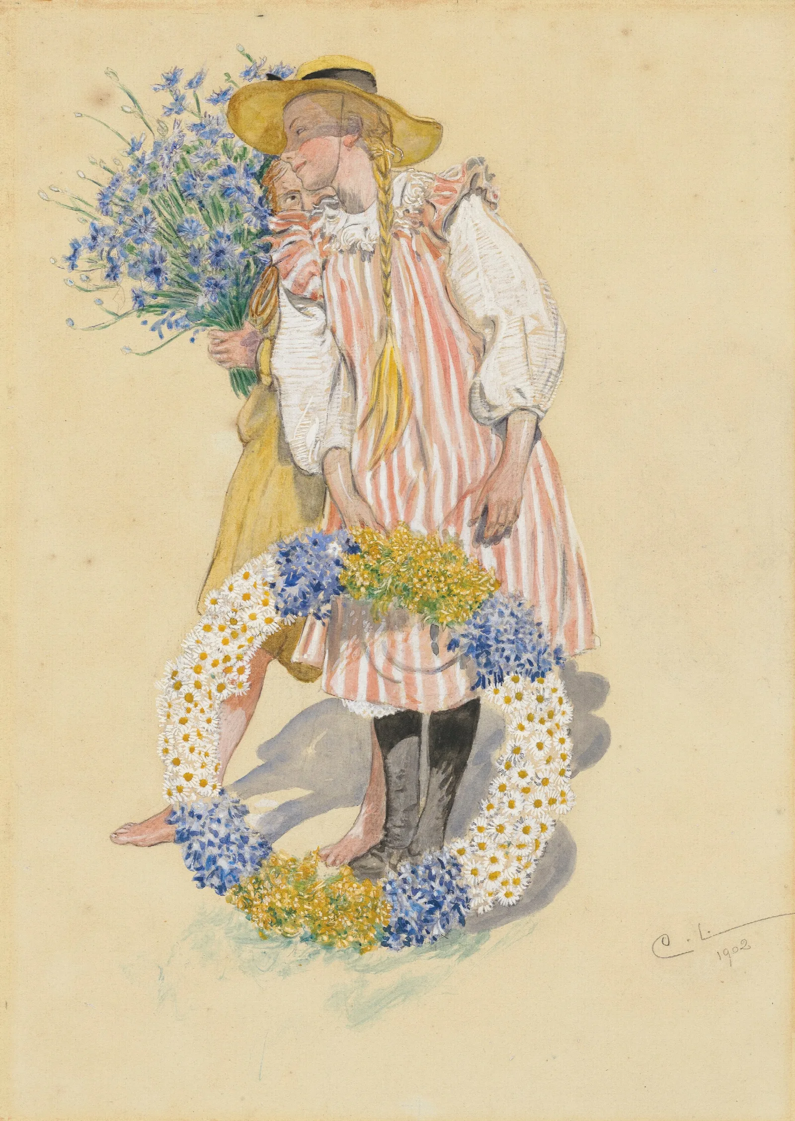 Lisbeth Och Brita Wall Art by Carl Larsson - Canvas Print