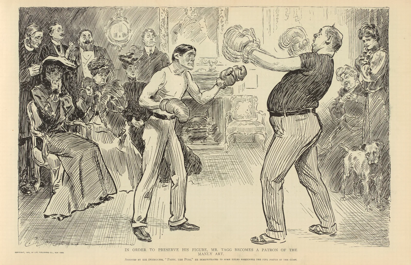 In Order To Preserve His Figure Mr Tagg Becomes A Patron Of The Manly Art Wall Art by Charles Dana Gibson - Canvas Print