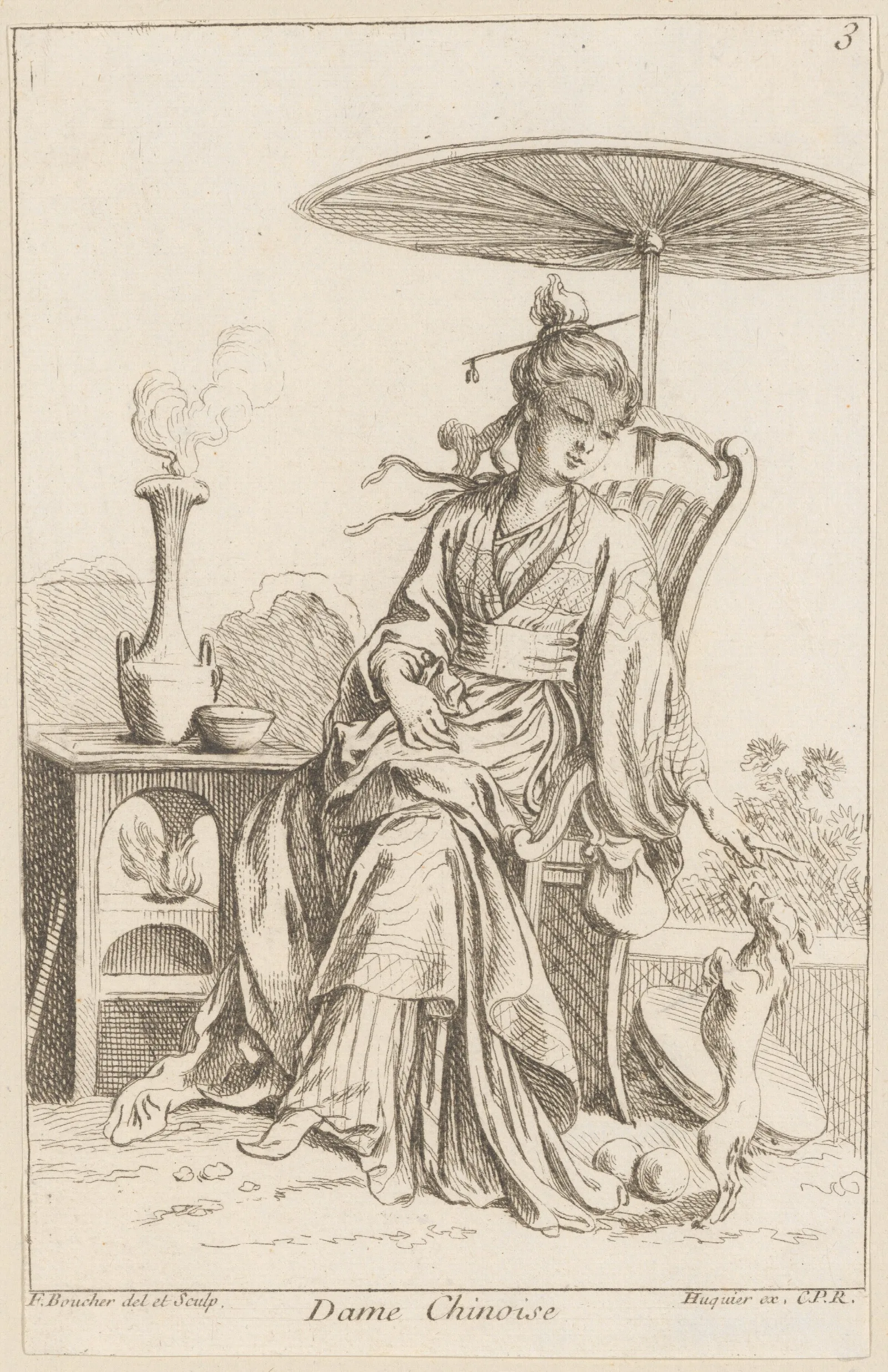 Chinese Lady Wall Art by François Boucher - Canvas Print