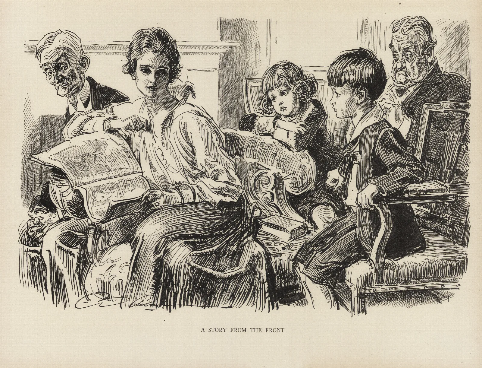 A Story From The Front Wall Art by Charles Dana Gibson - Canvas Print