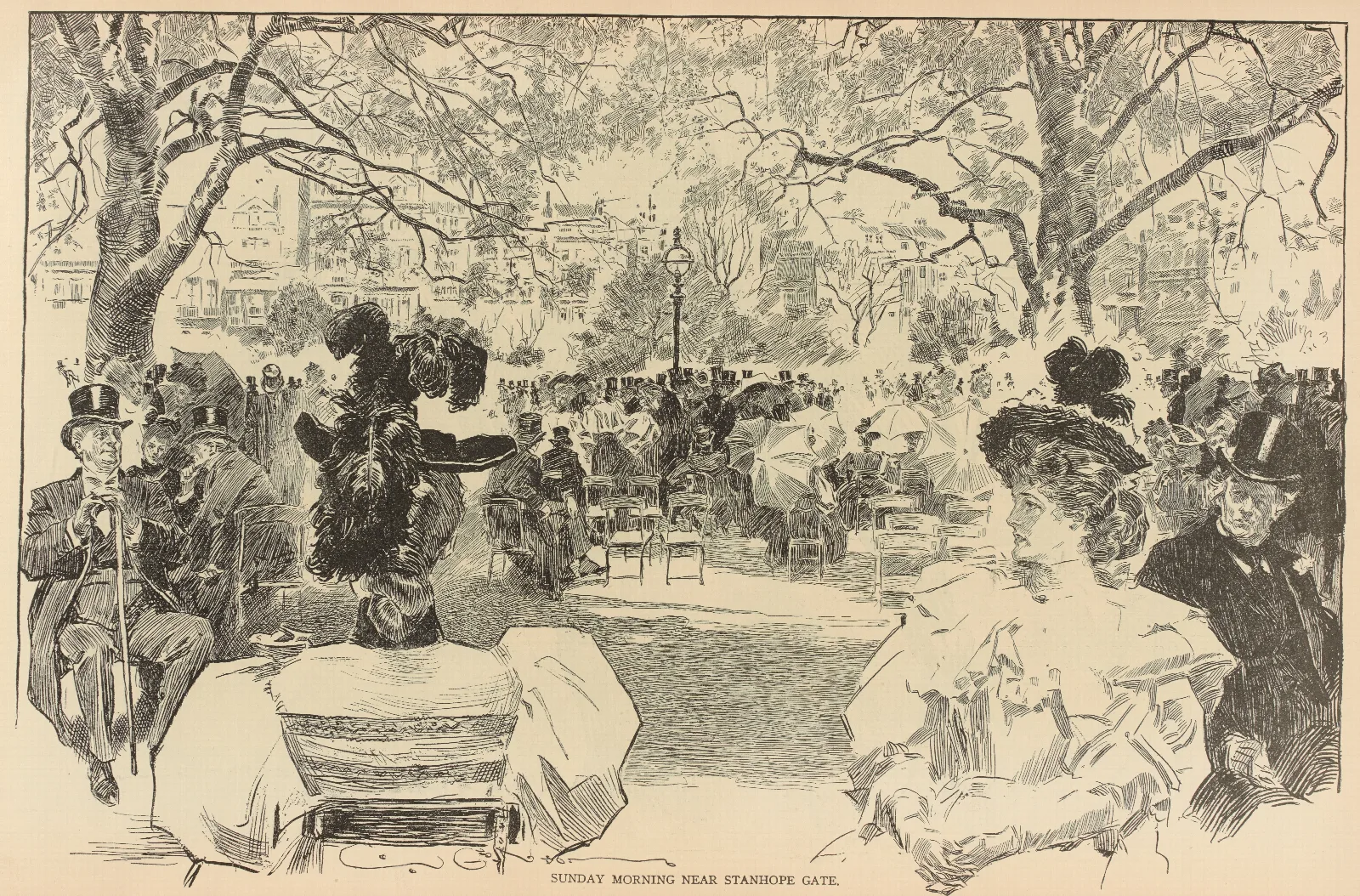 Sunday Morning Near Stanhope Gate 2 Wall Art by Charles Dana Gibson - Canvas Print
