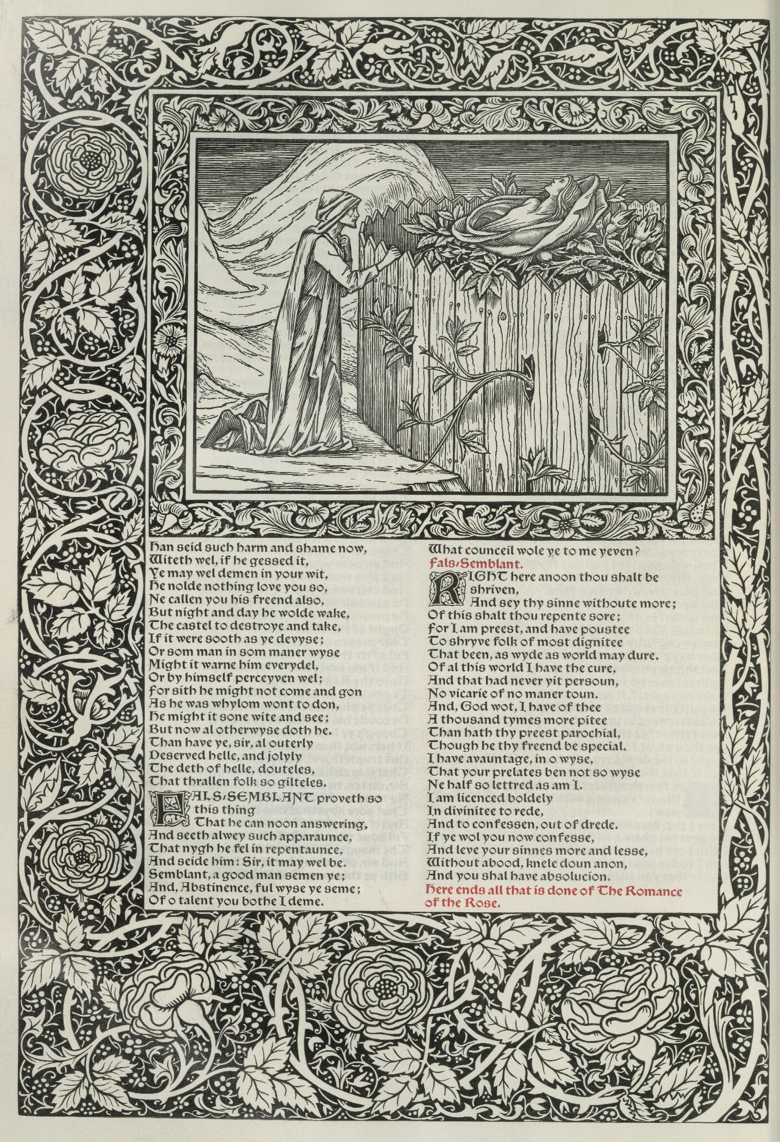 The Works Of Geoffrey Chaucer Pl 48 Wall Art by Sir Edward Coley Burne-Jones - Canvas Print