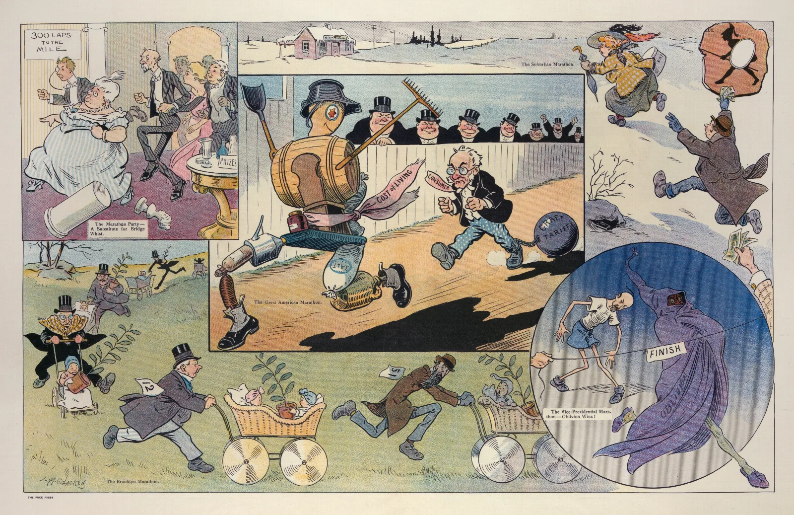 The Marathon Mania Wall Art by Louis Glackens - Canvas Print