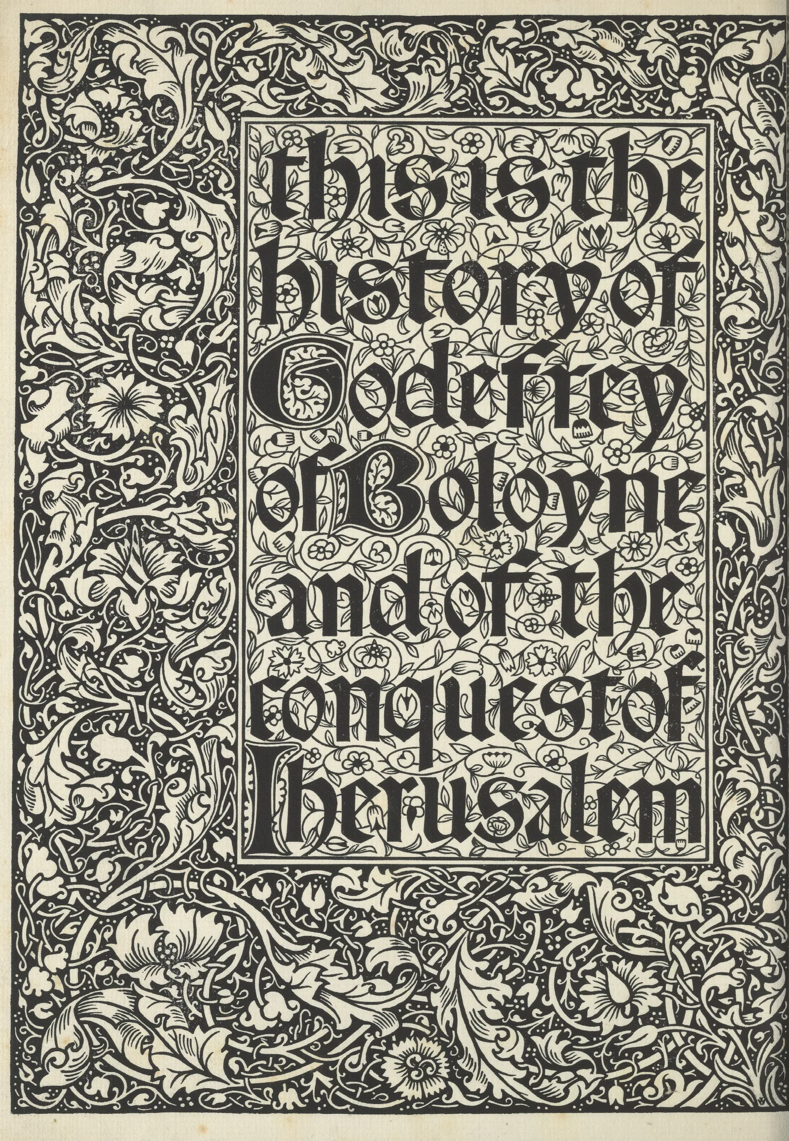 This Is The History Of Godfrey Of Boloyne And Of The Conquest Of Jerusalem Titlepage Wall Art by Sir Edward Coley Burne-Jones - Canvas Print