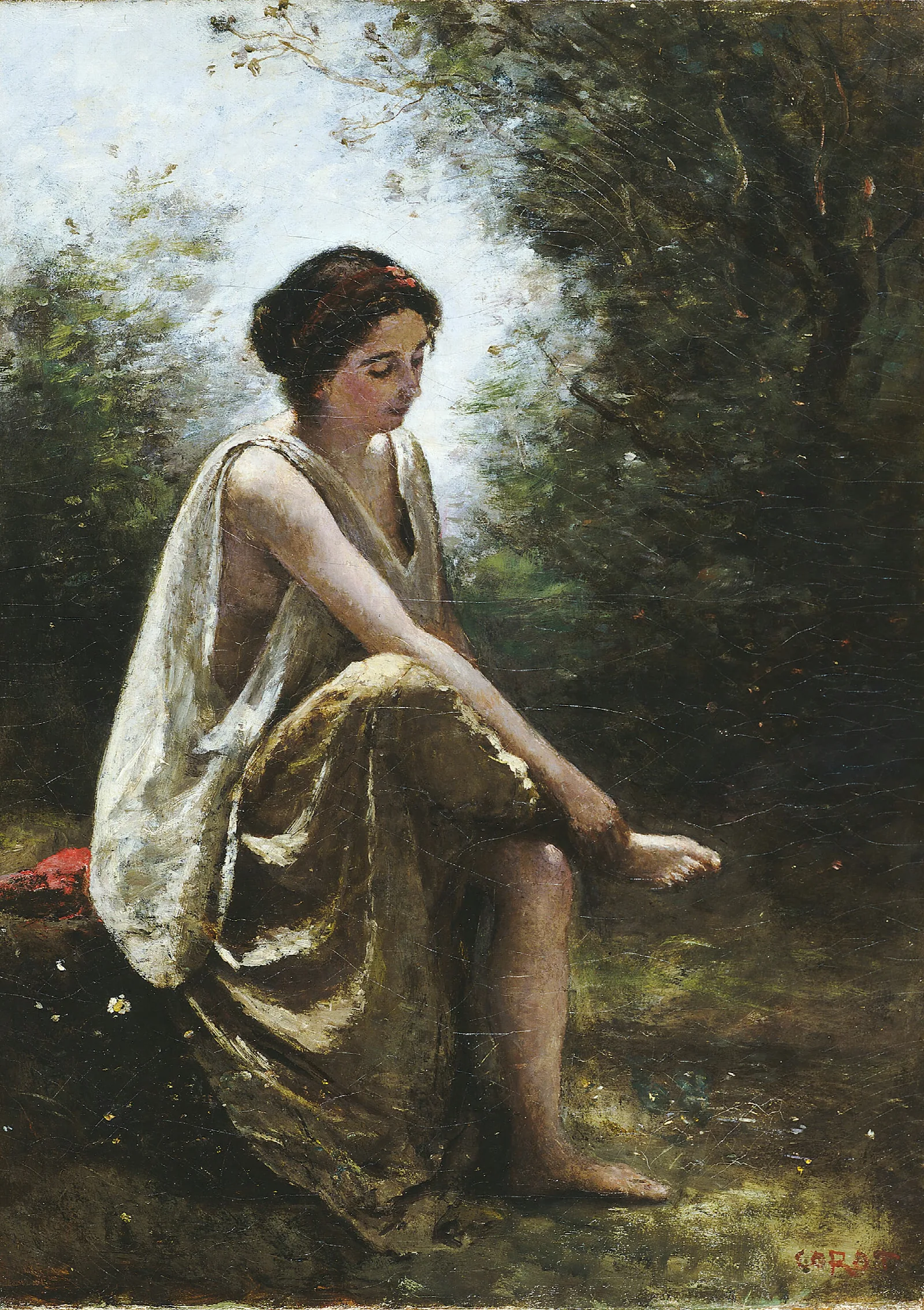 Wounded Eurydice Wall Art by Jean-Baptiste-Camille Corot - Canvas Print