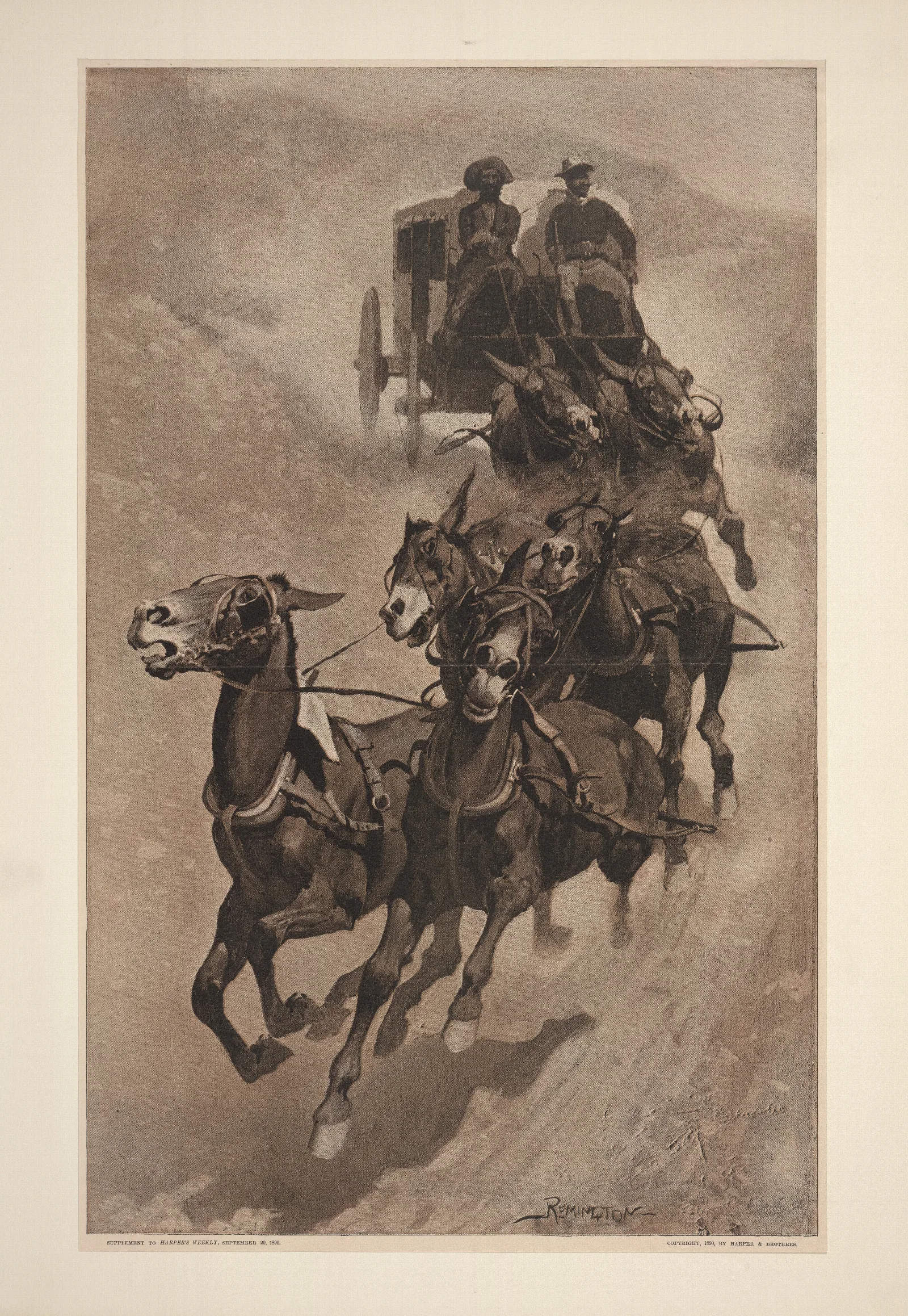 An Army Mail Ambulance A Busted Brake And A Down Grade Wall Art by Frederic Remington - Canvas Print