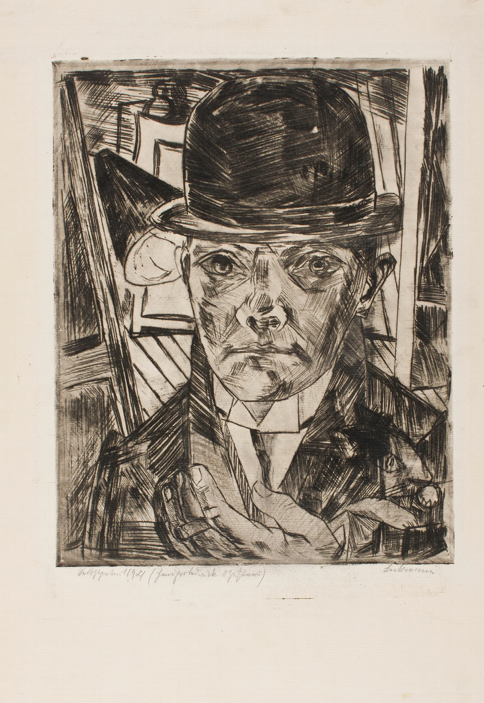 Self Portrait In Bowler Hat 2 Wall Art by Max Beckmann - Canvas Print
