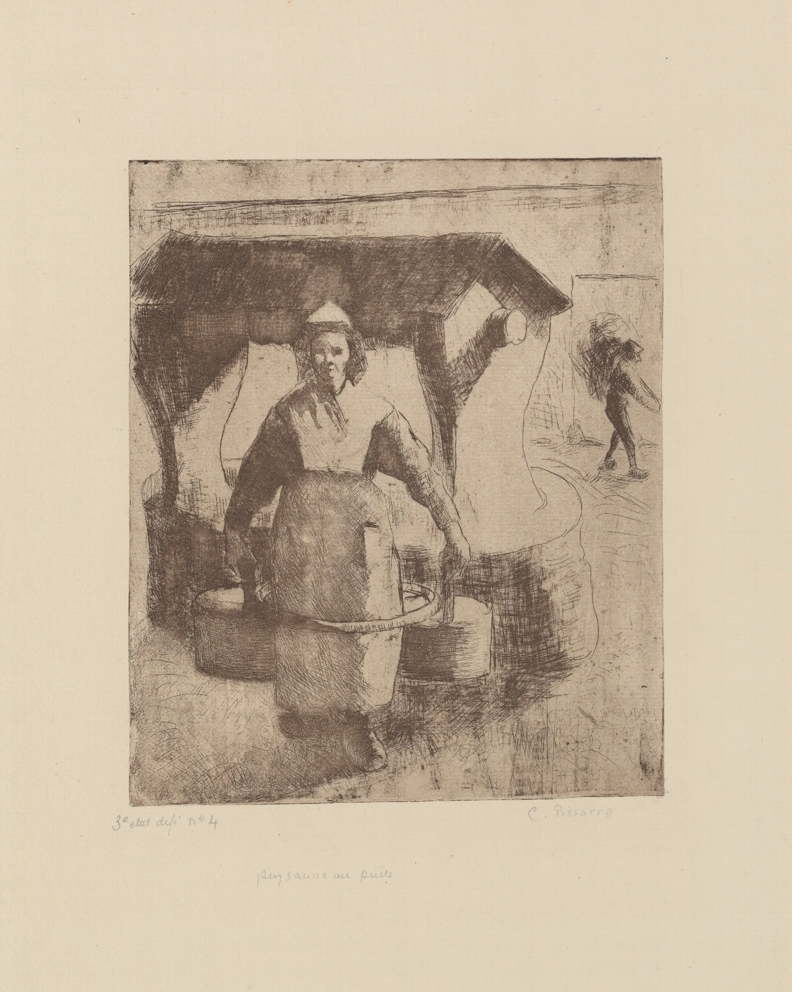 Paysanne Au Puits Wall Art by Camille Pissarro - Canvas Print
