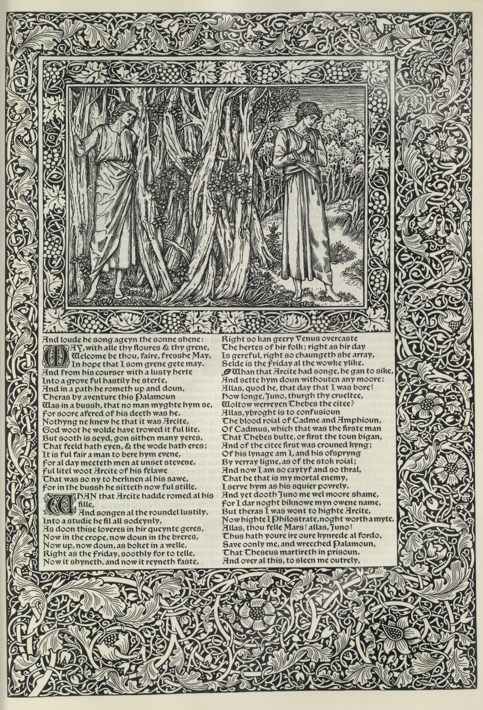 The Works Of Geoffrey Chaucer Pl 04 Wall Art by Sir Edward Coley Burne-Jones - Canvas Print