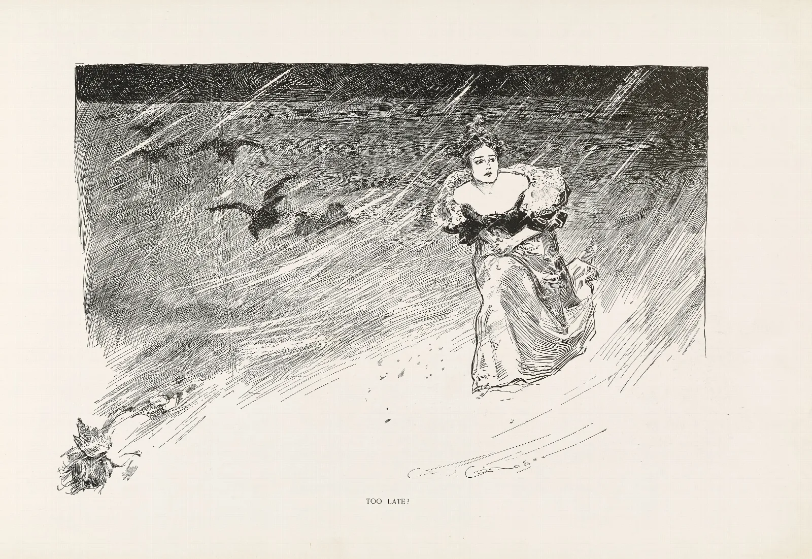 Too Late Wall Art by Charles Dana Gibson - Canvas Print