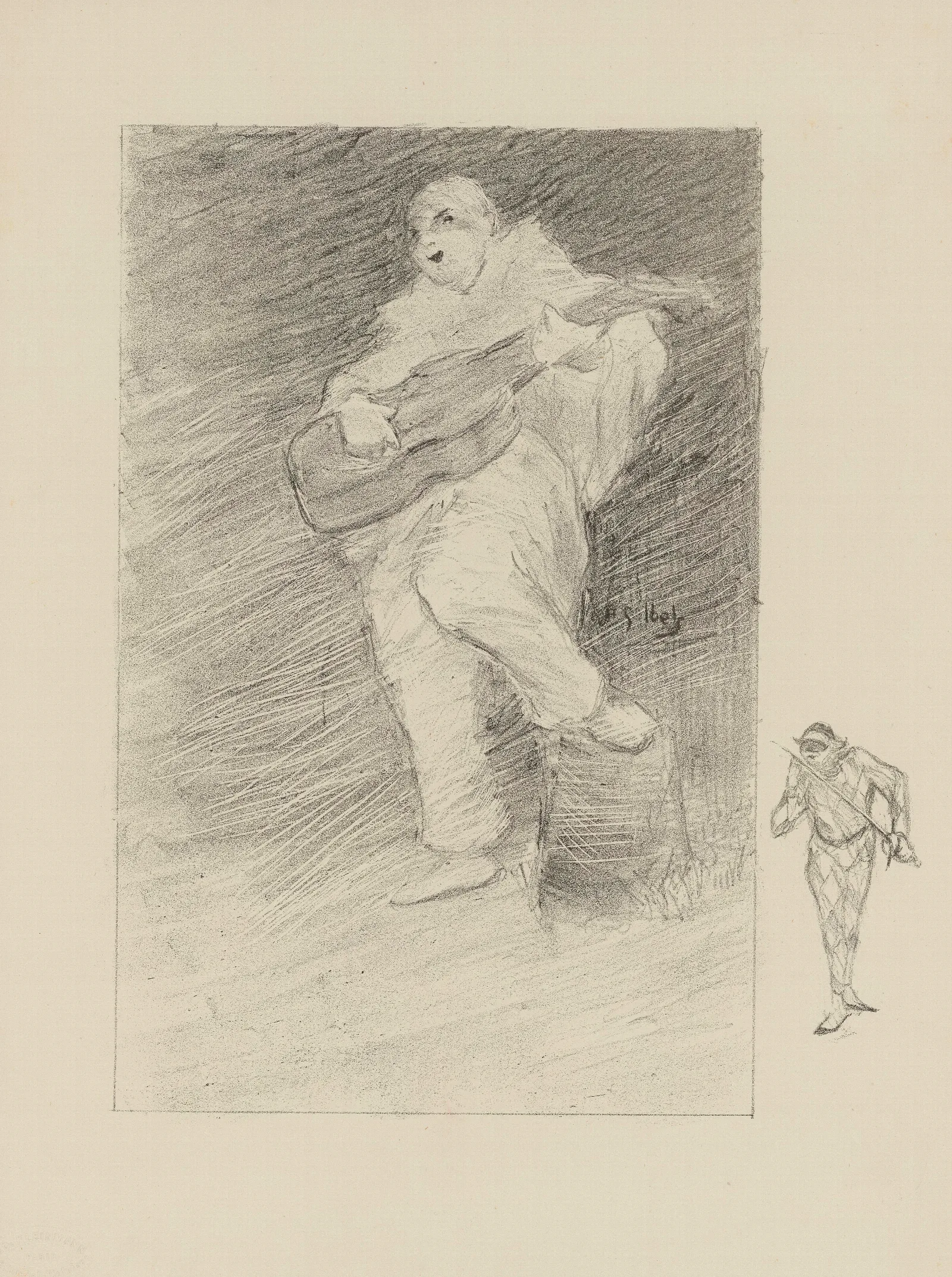 Pierrot Musicien Wall Art by Henri-Gabriel Ibels - Canvas Print